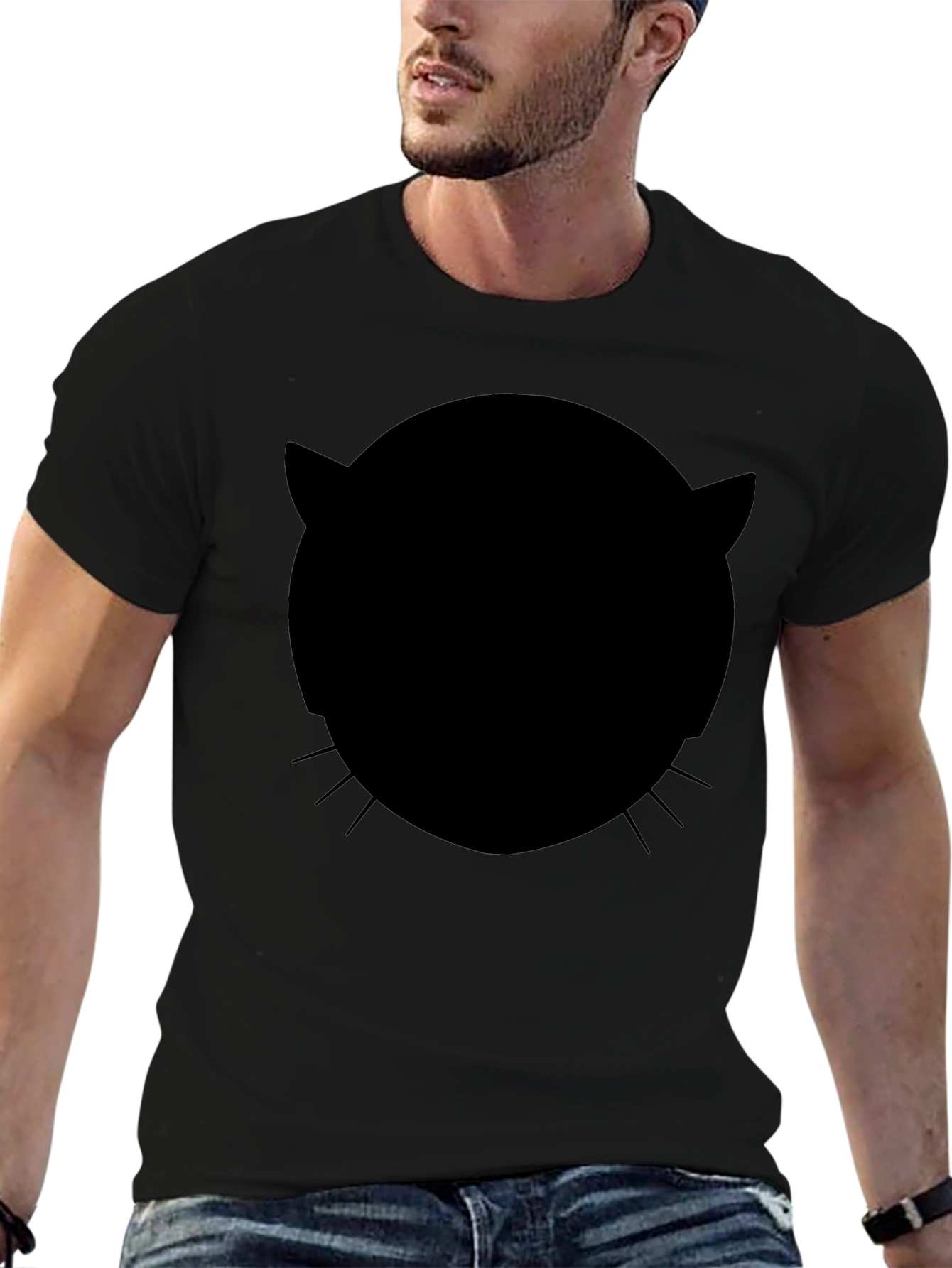 Mystery Cat Silhouette Black T-Shirt