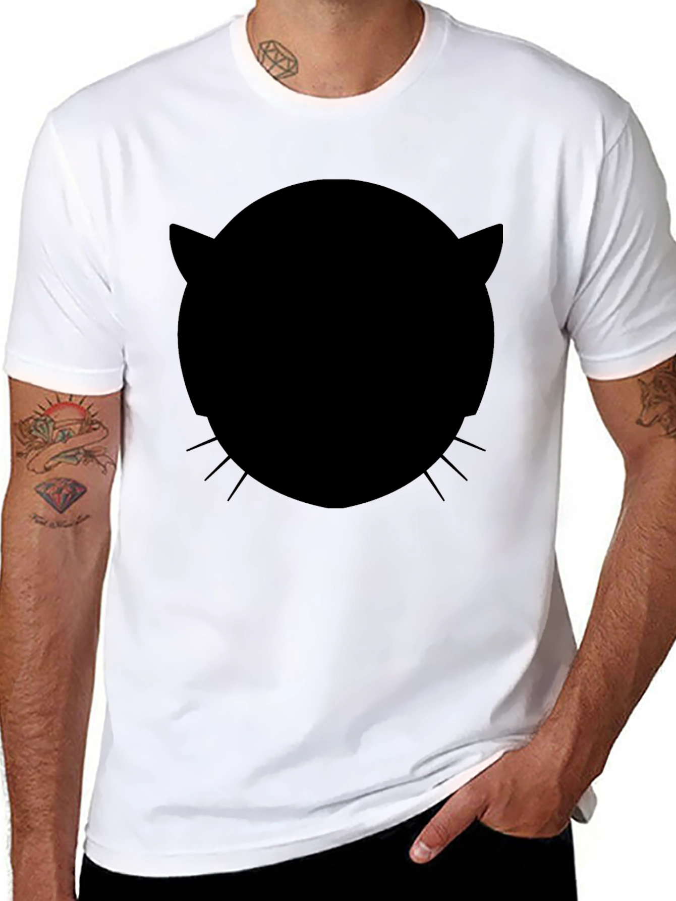 Mystery Cat Silhouette Black T-Shirt