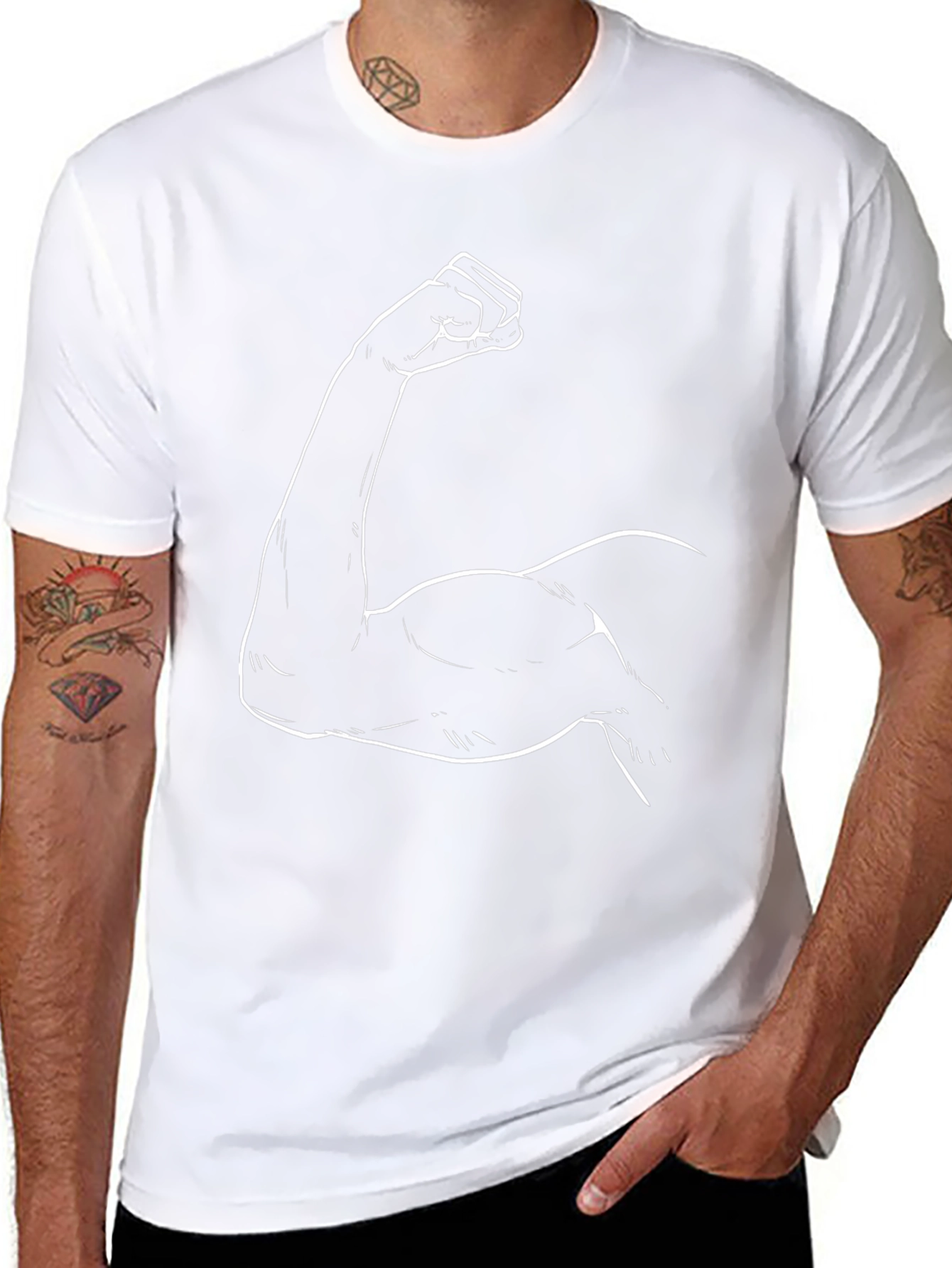 Muscle Arm Graphic Tee - Black