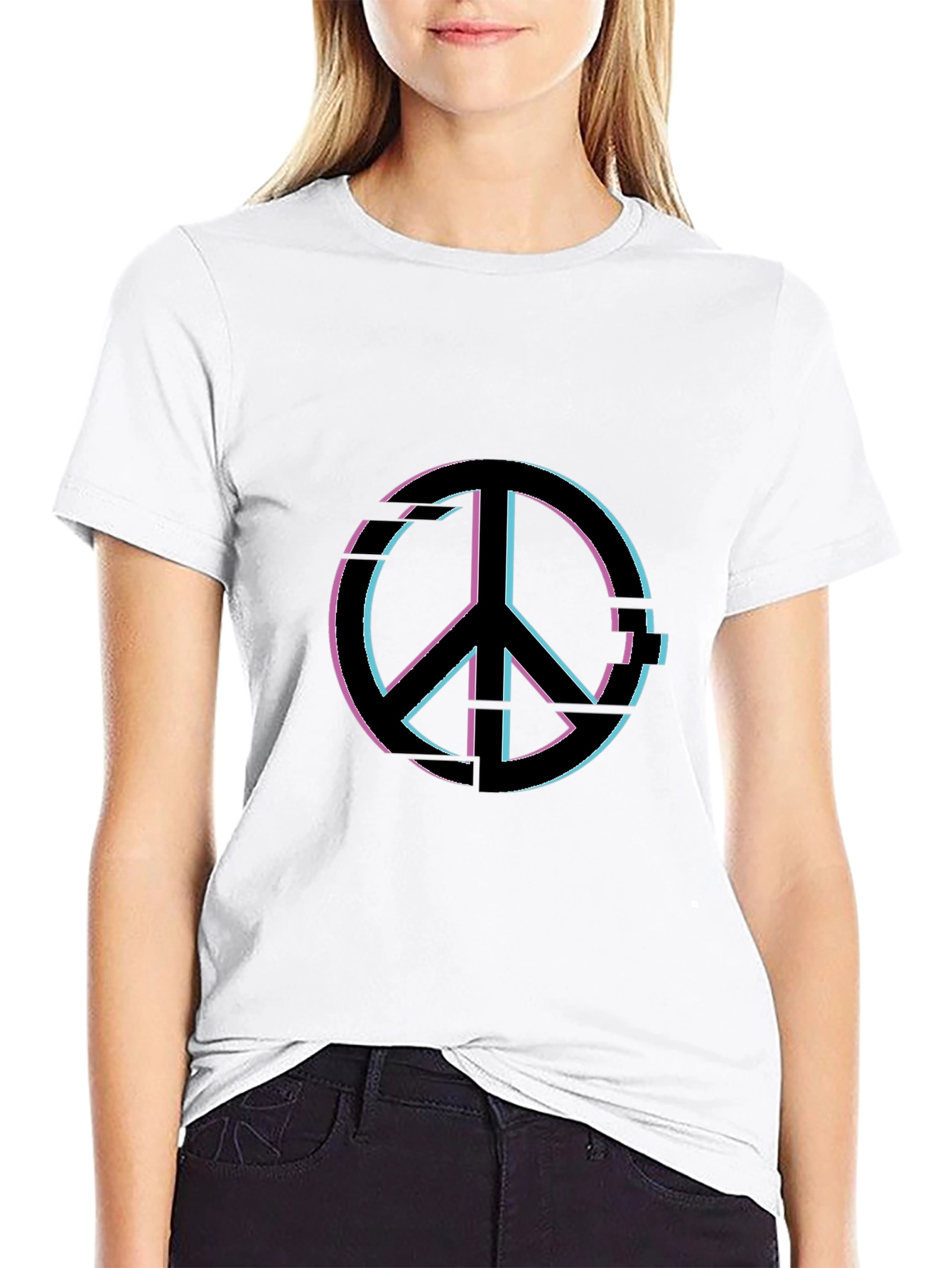 Peace Sign Graphic Tee - Soft Black Cotton