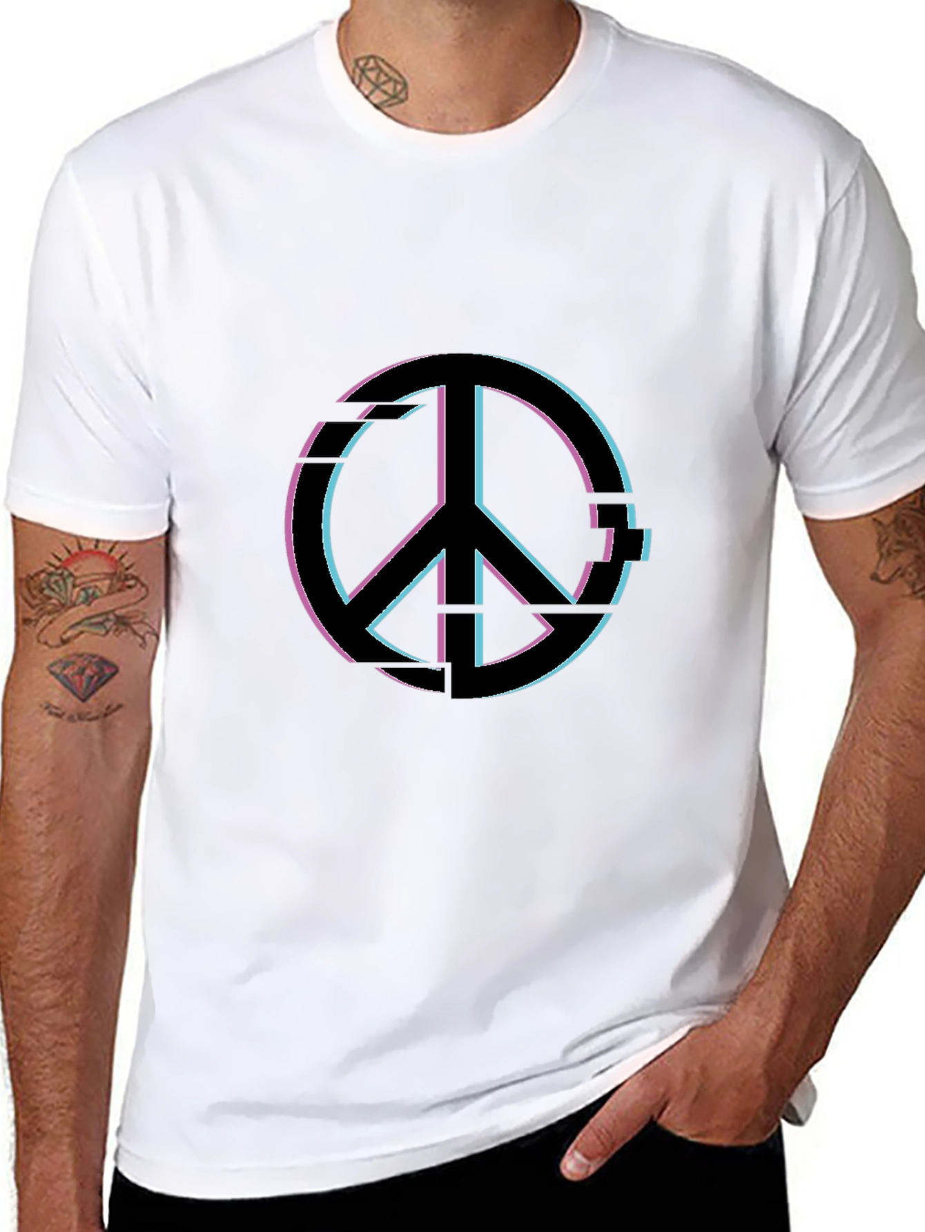 Peace Sign Graphic Tee - Soft Black Cotton