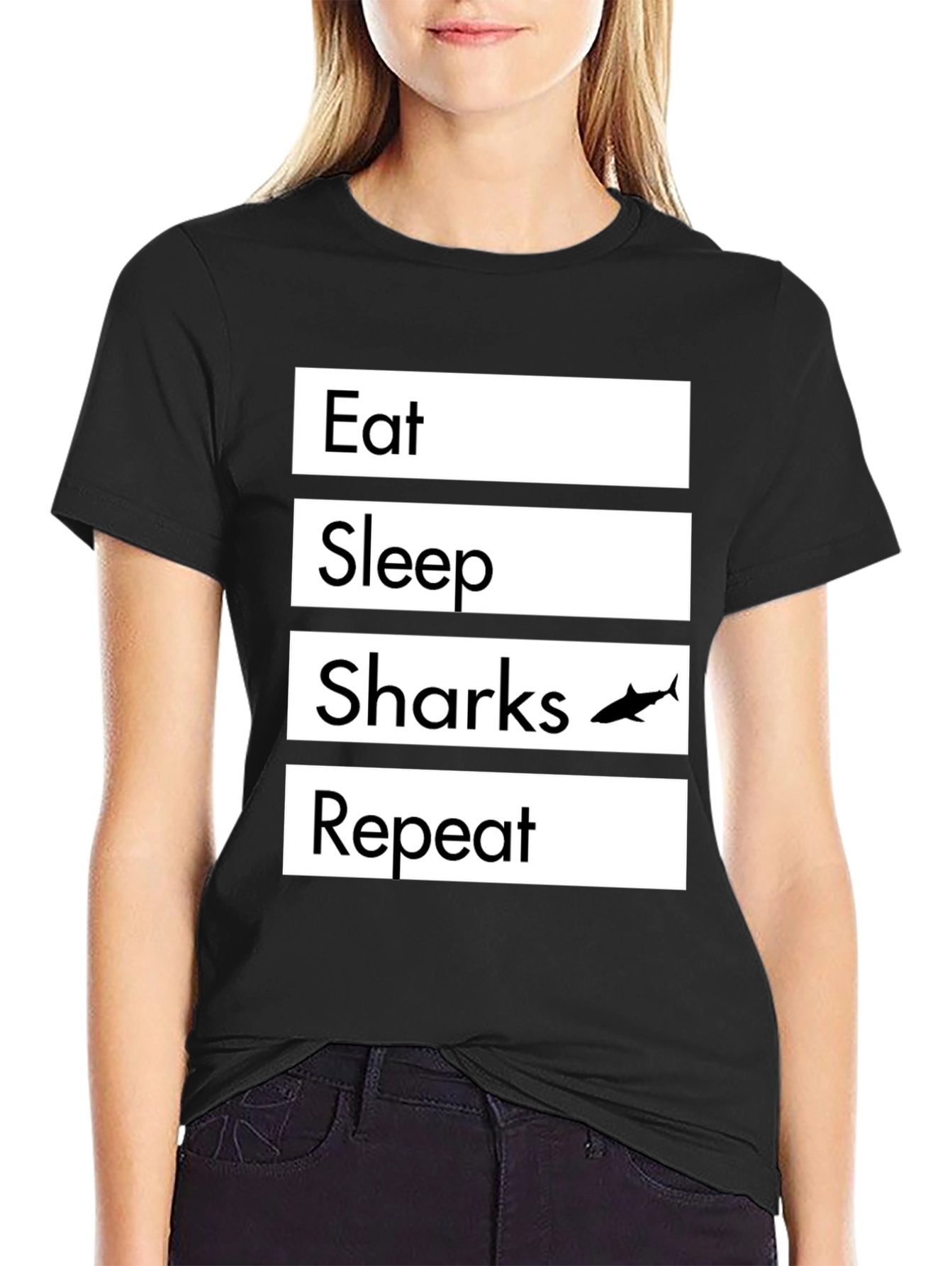 Eat Sleep Sharks Repeat Graphic T-Shirt