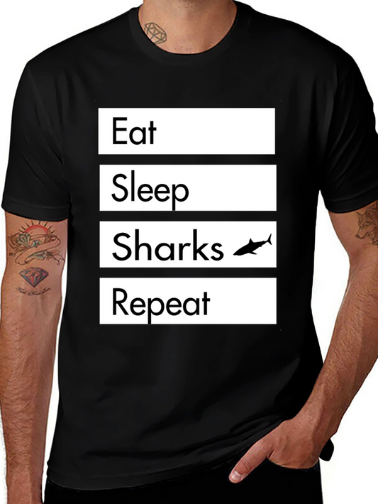 Eat Sleep Sharks Repeat Graphic T-Shirt