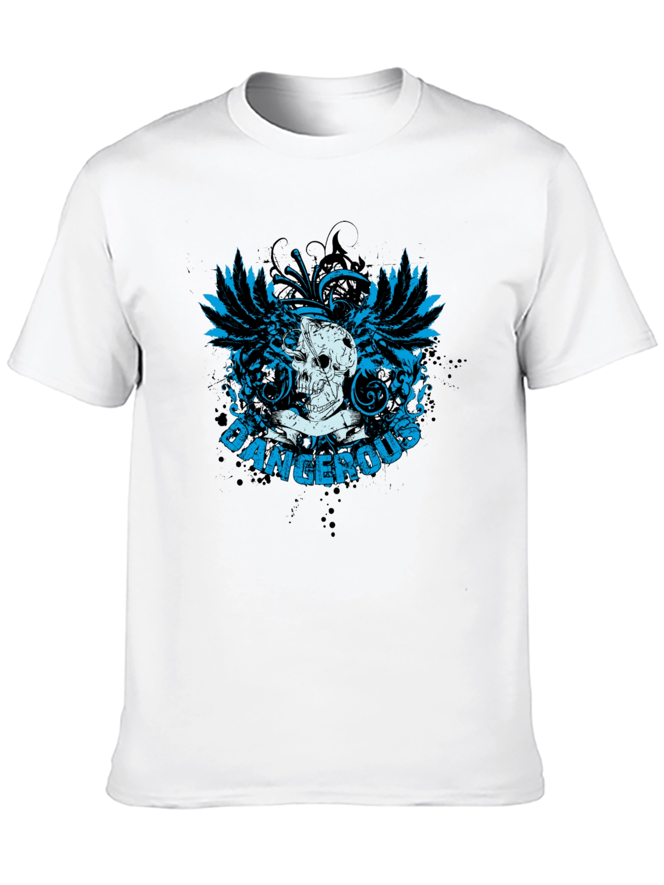 Dangerous Skull Graphic Print Mens Black T-shirt