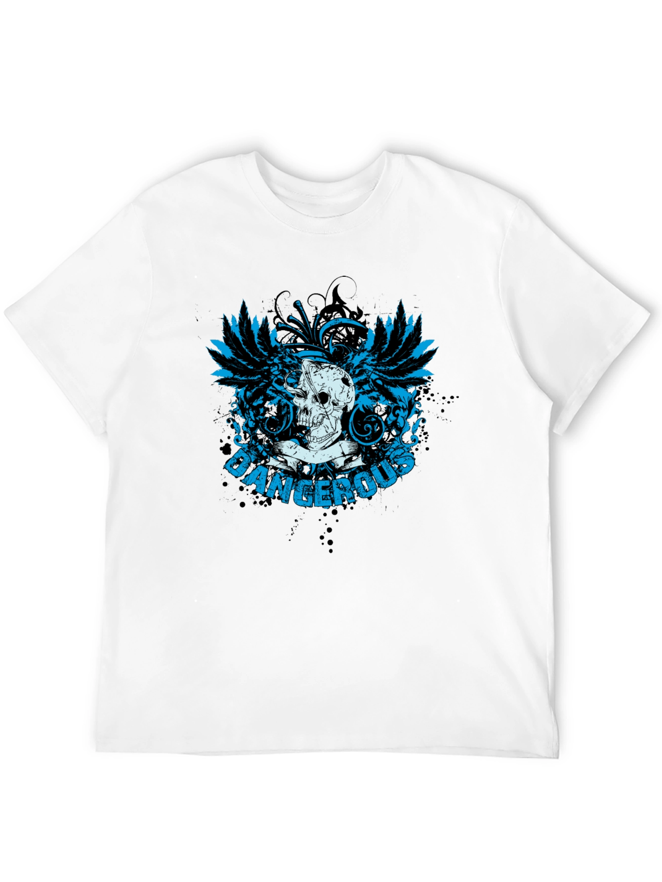 Dangerous Skull Graphic Print Mens Black T-shirt