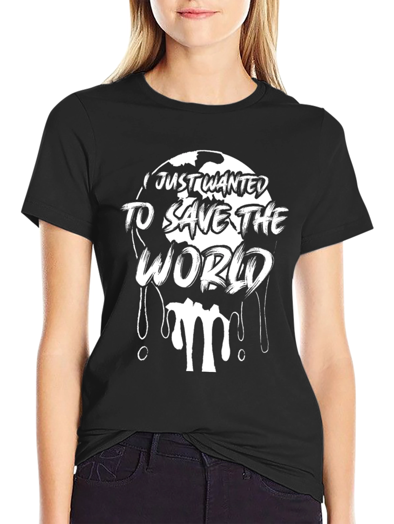 Save The World Graphic Black T-Shirt
