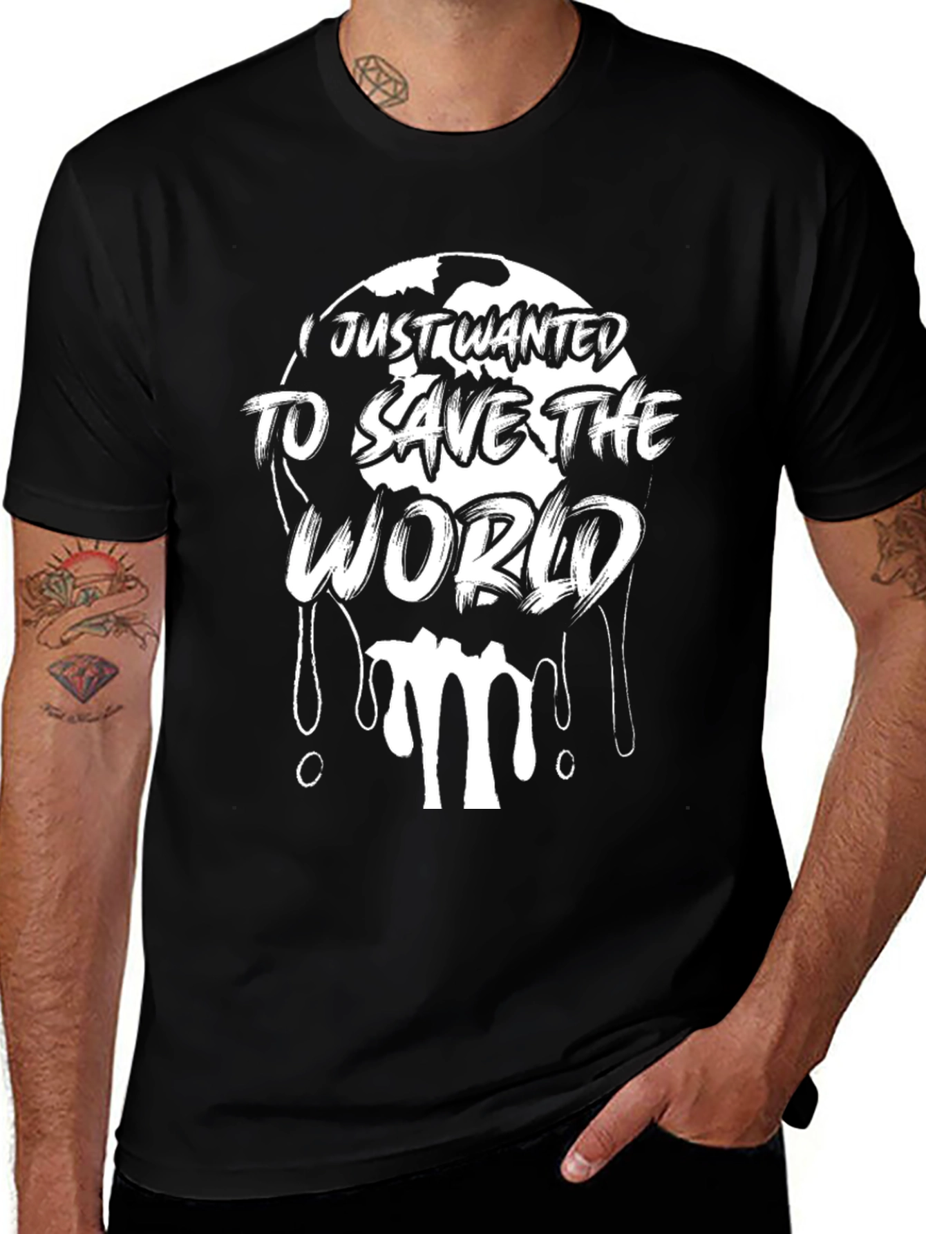 Save The World Graphic Black T-Shirt
