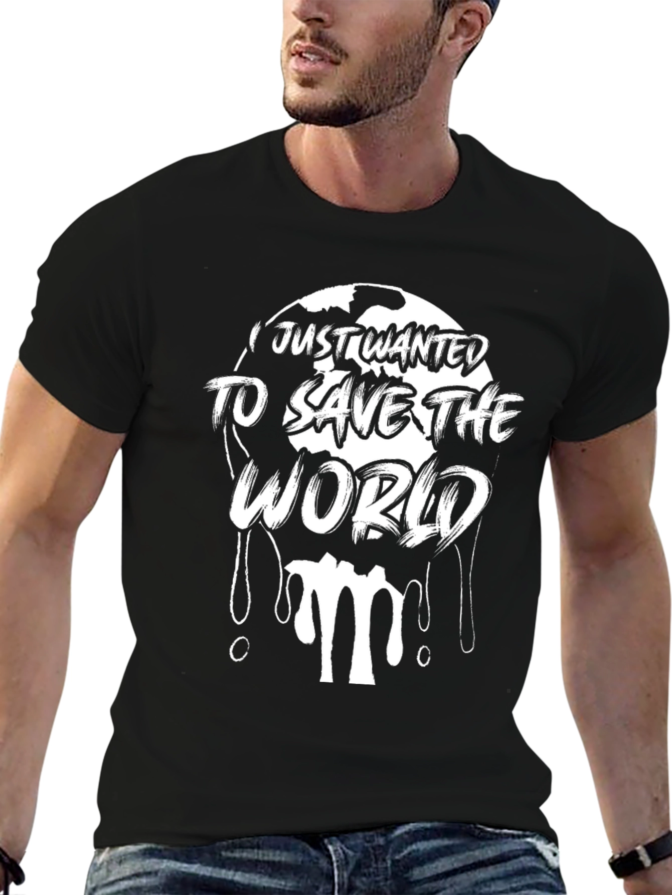 Save The World Graphic Black T-Shirt