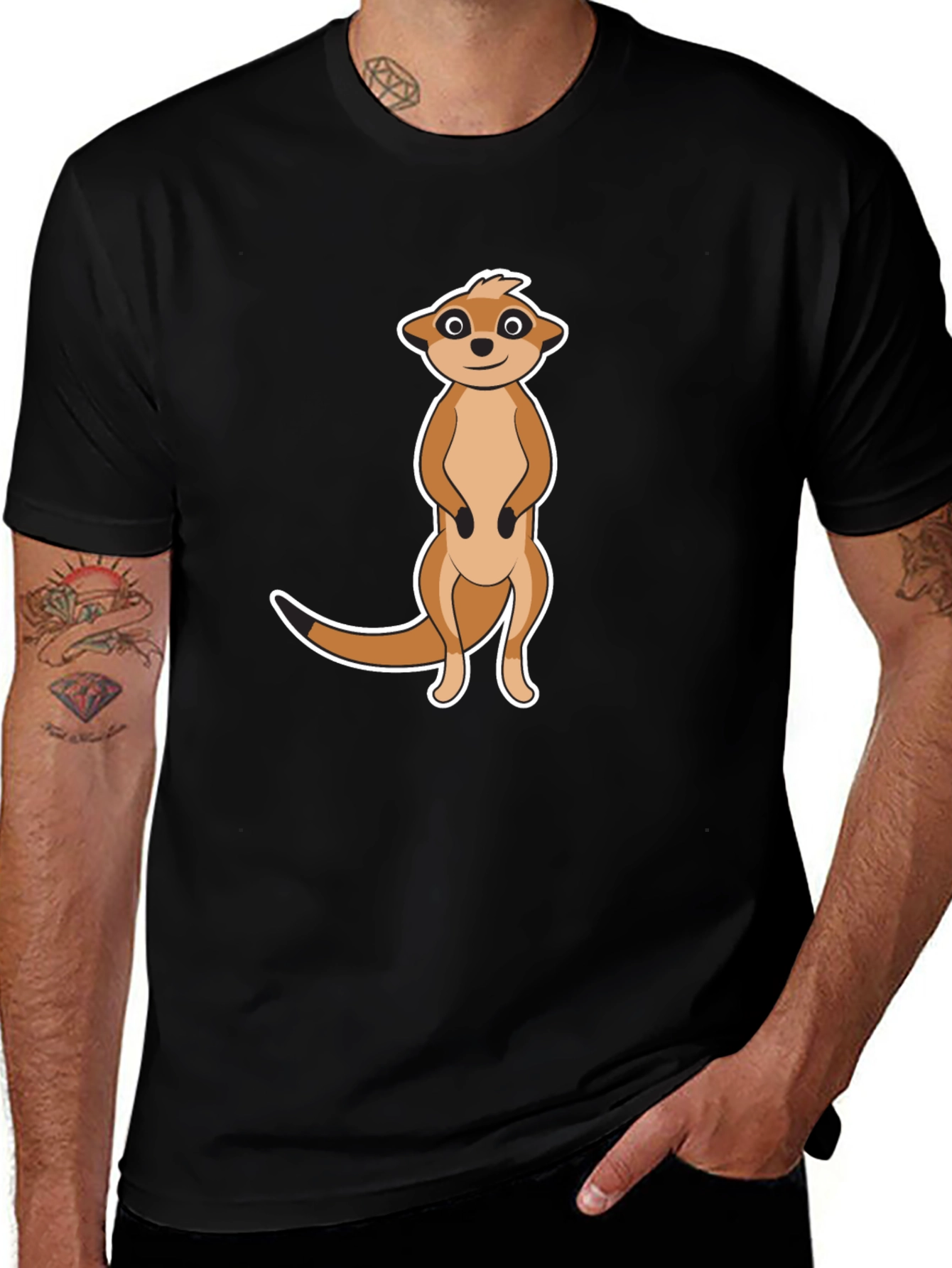 Meerkat Graphic T-Shirt - Black Cotton Tee