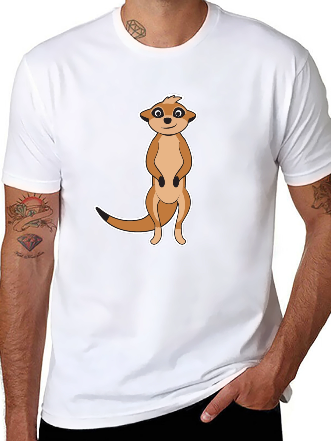Meerkat Graphic T-Shirt - Black Cotton Tee