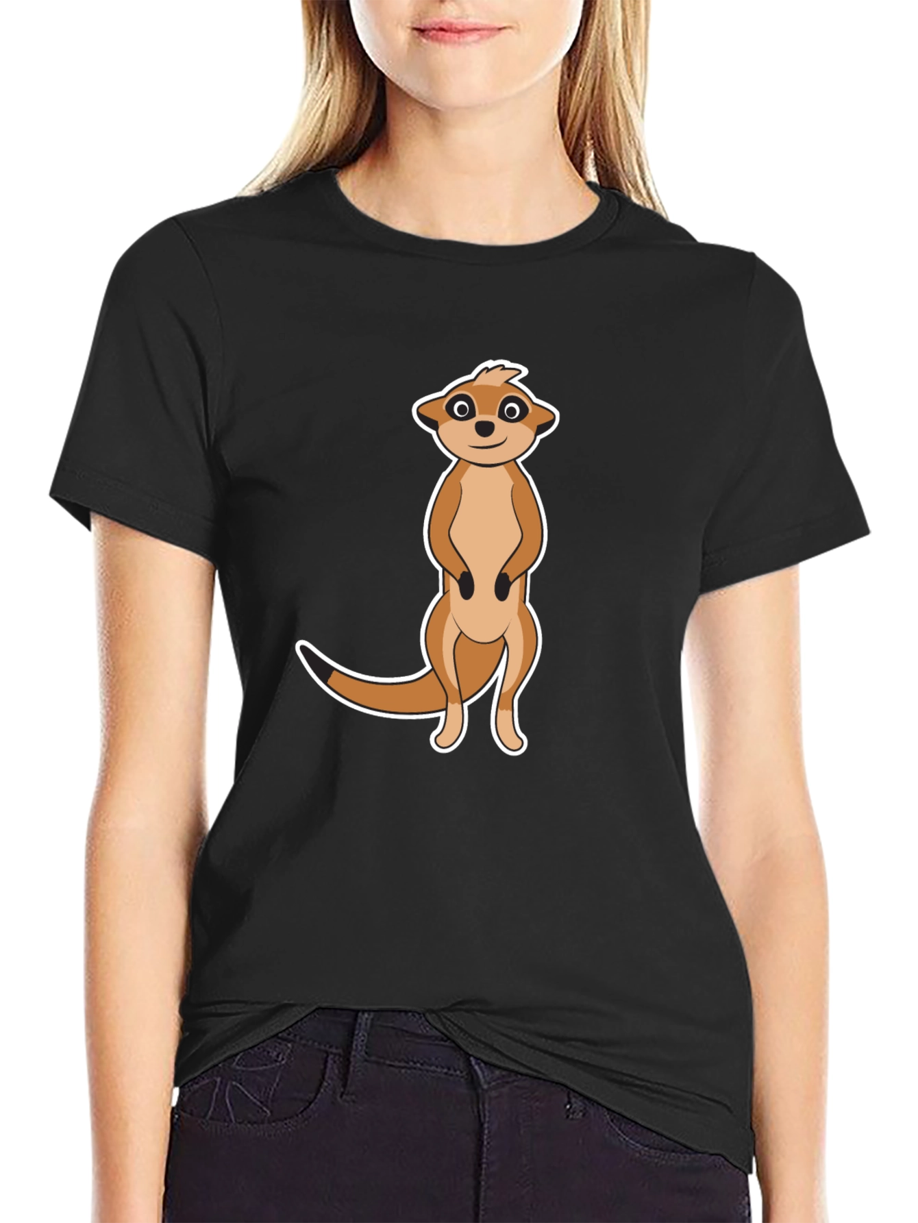 Meerkat Graphic T-Shirt - Black Cotton Tee