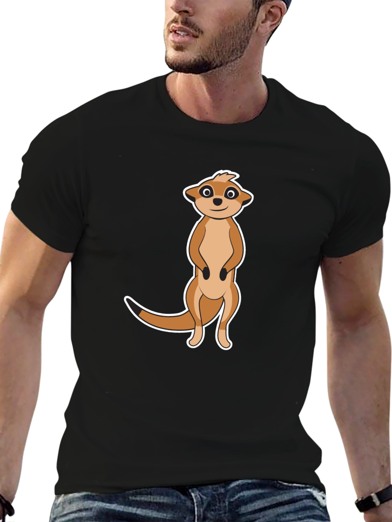 Meerkat Graphic T-Shirt - Black Cotton Tee