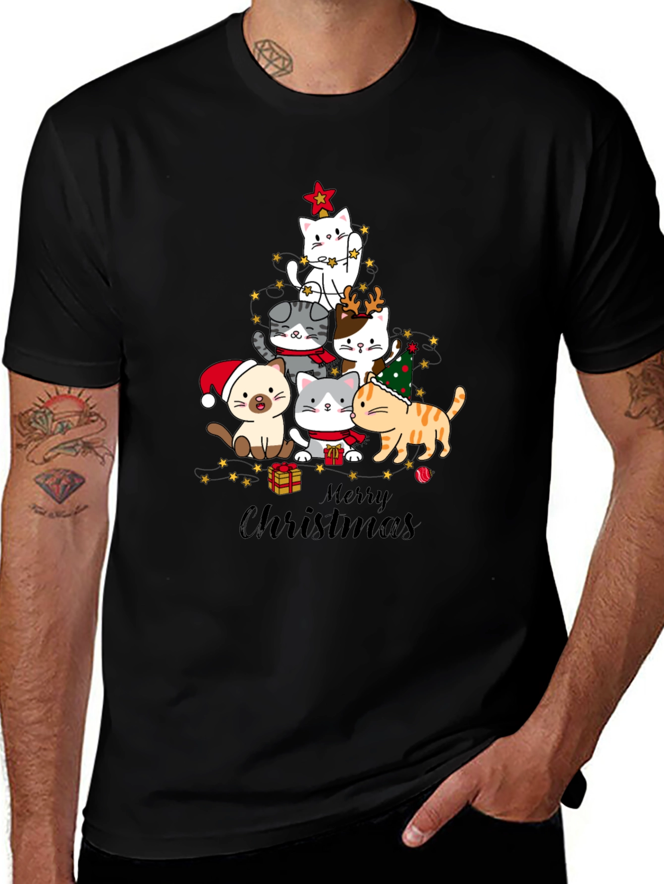 Cat Christmas Tree T-Shirt Holiday Tee