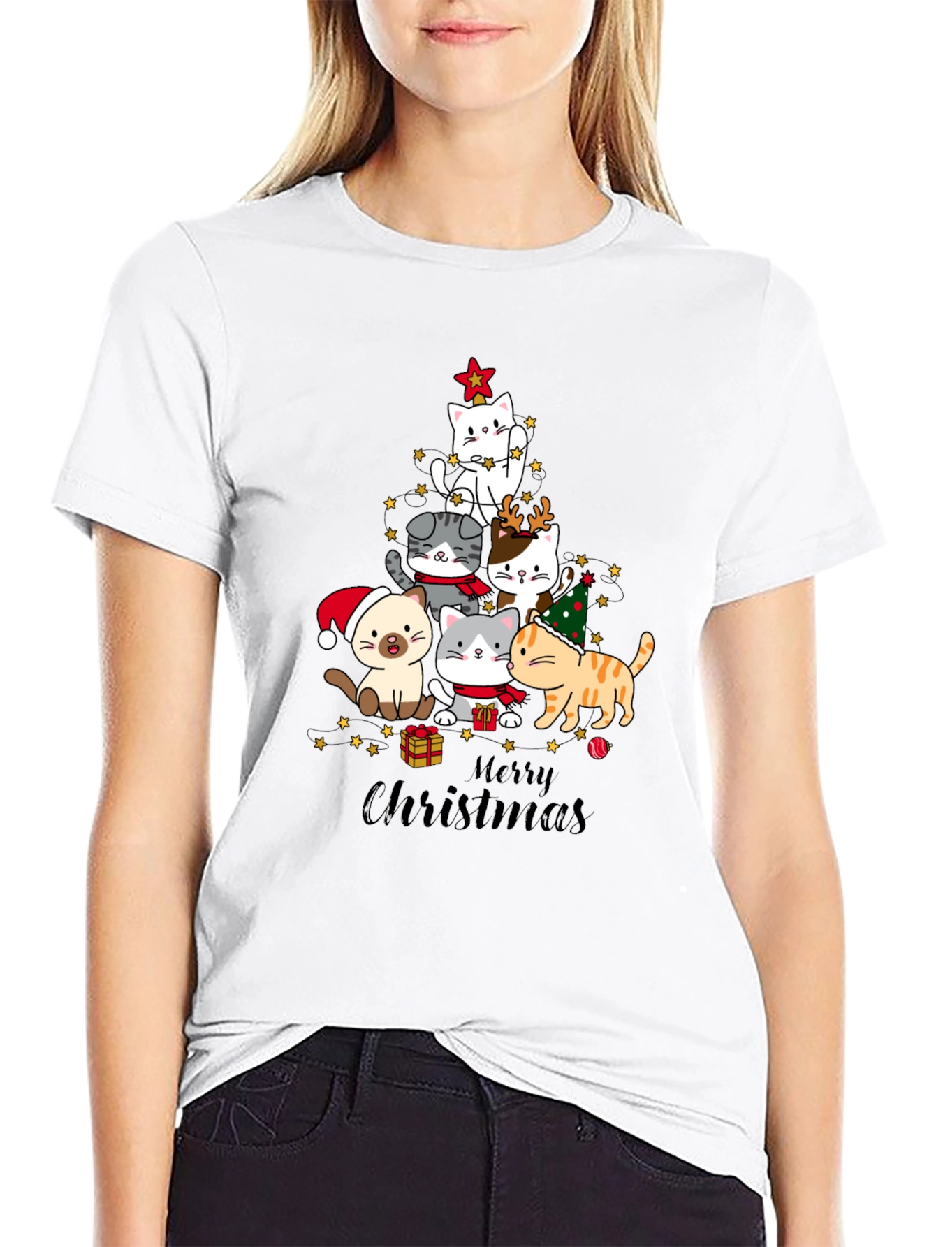 Cat Christmas Tree T-Shirt Holiday Tee