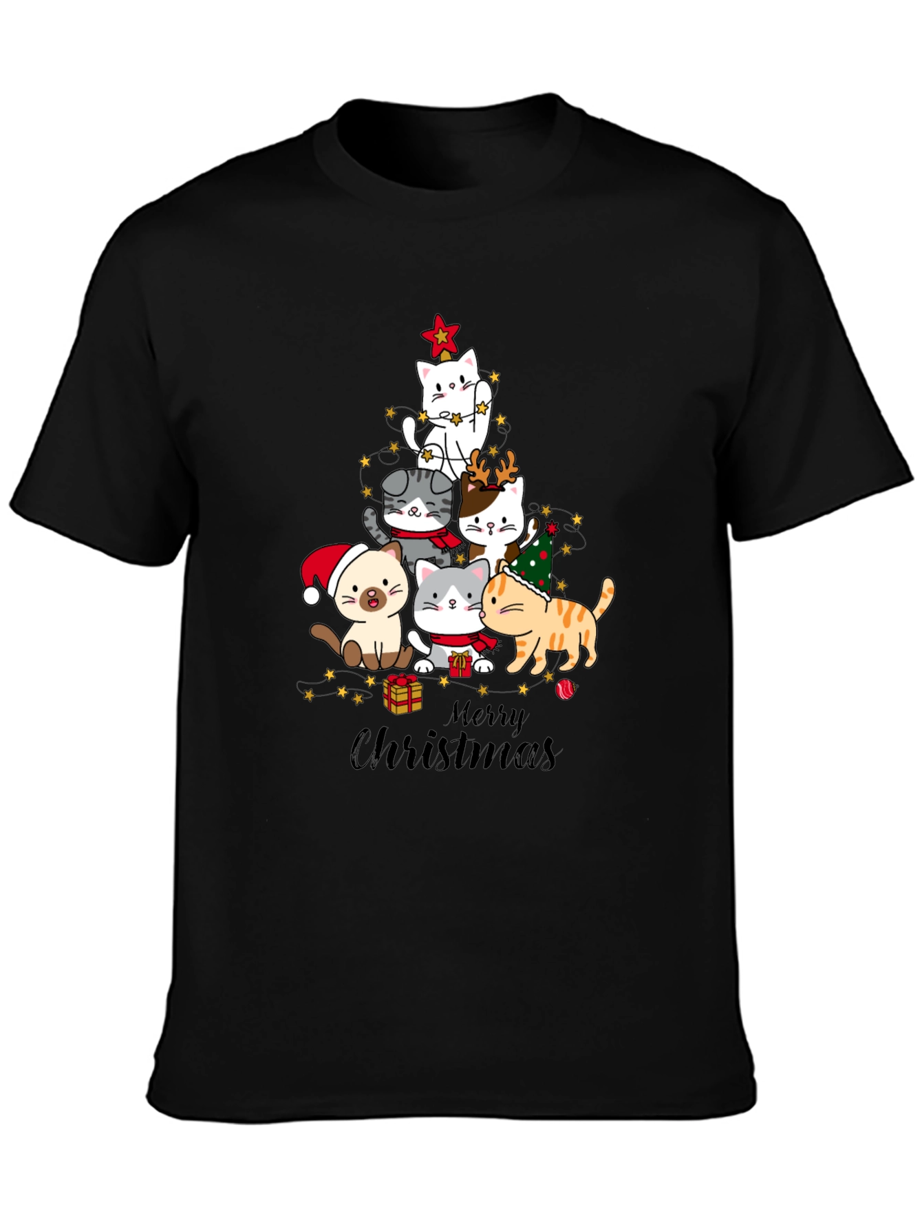 Cat Christmas Tree T-Shirt Holiday Tee