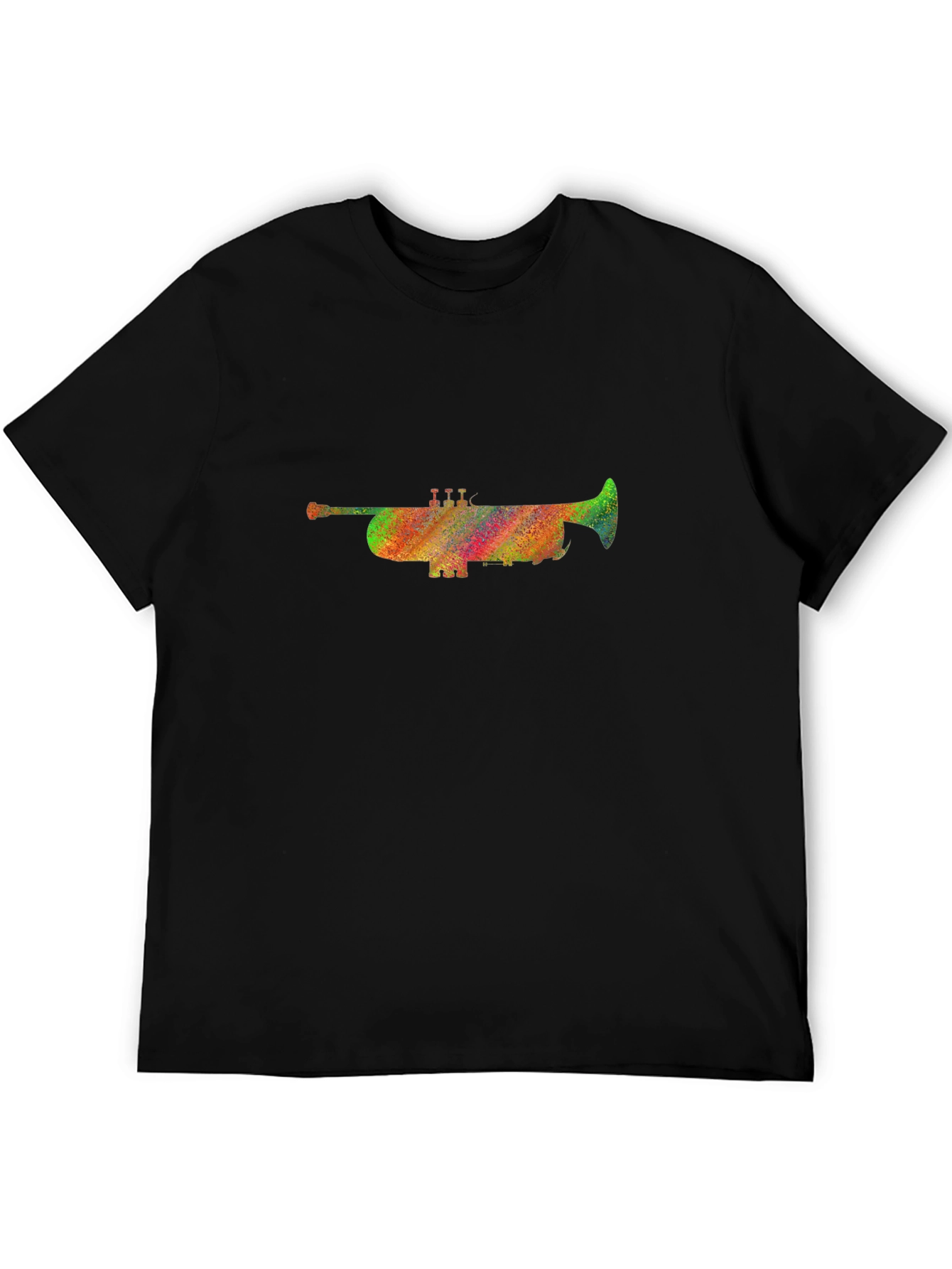 Rainbow Trumpet Graphic Black T-Shirt