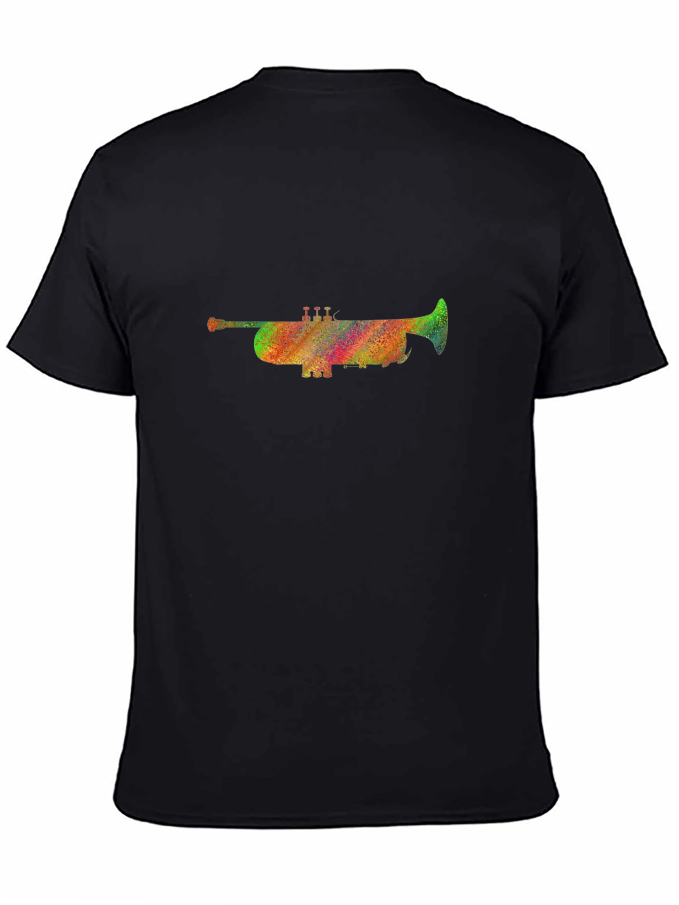 Rainbow Trumpet Graphic Black T-Shirt
