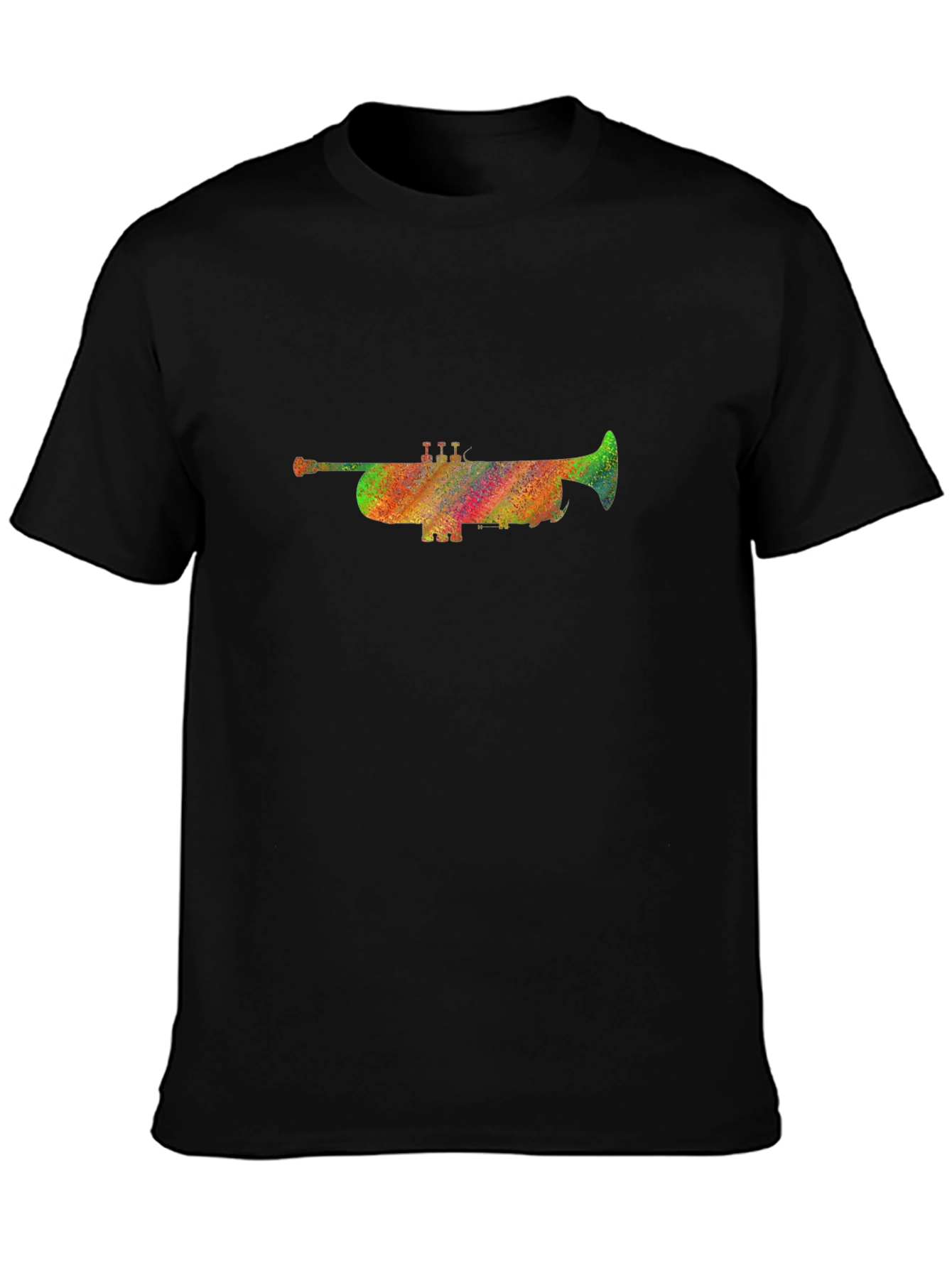 Rainbow Trumpet Graphic Black T-Shirt