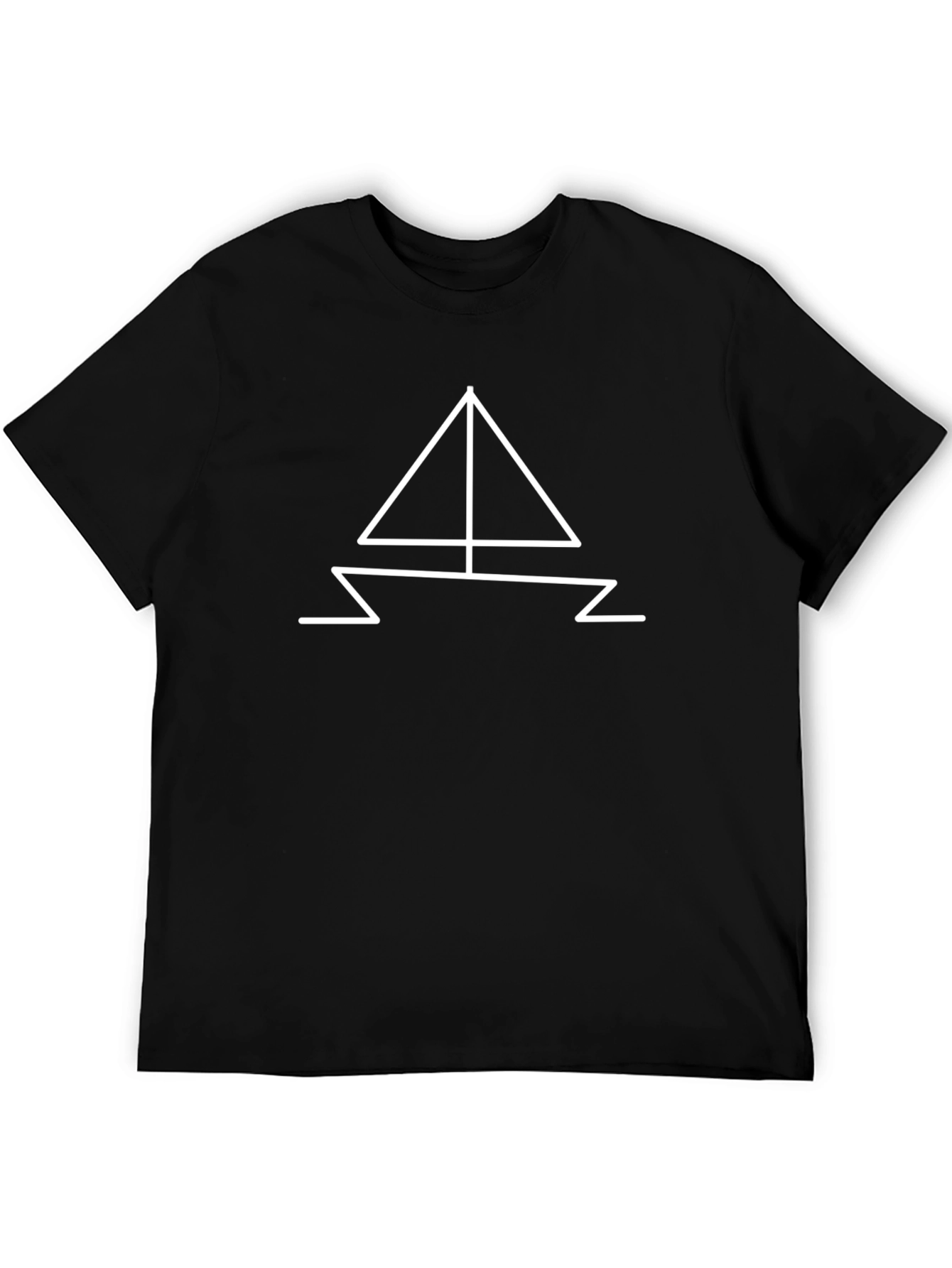 Minimalist Sailboat Graphic Black T-Shirt