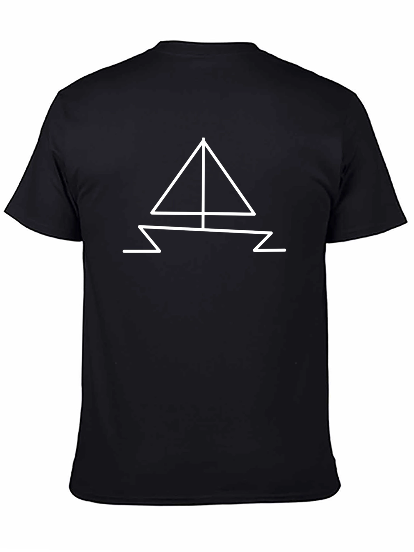 Minimalist Sailboat Graphic Black T-Shirt