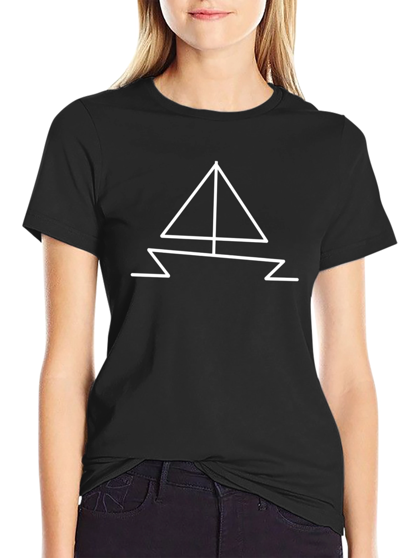 Minimalist Sailboat Graphic Black T-Shirt