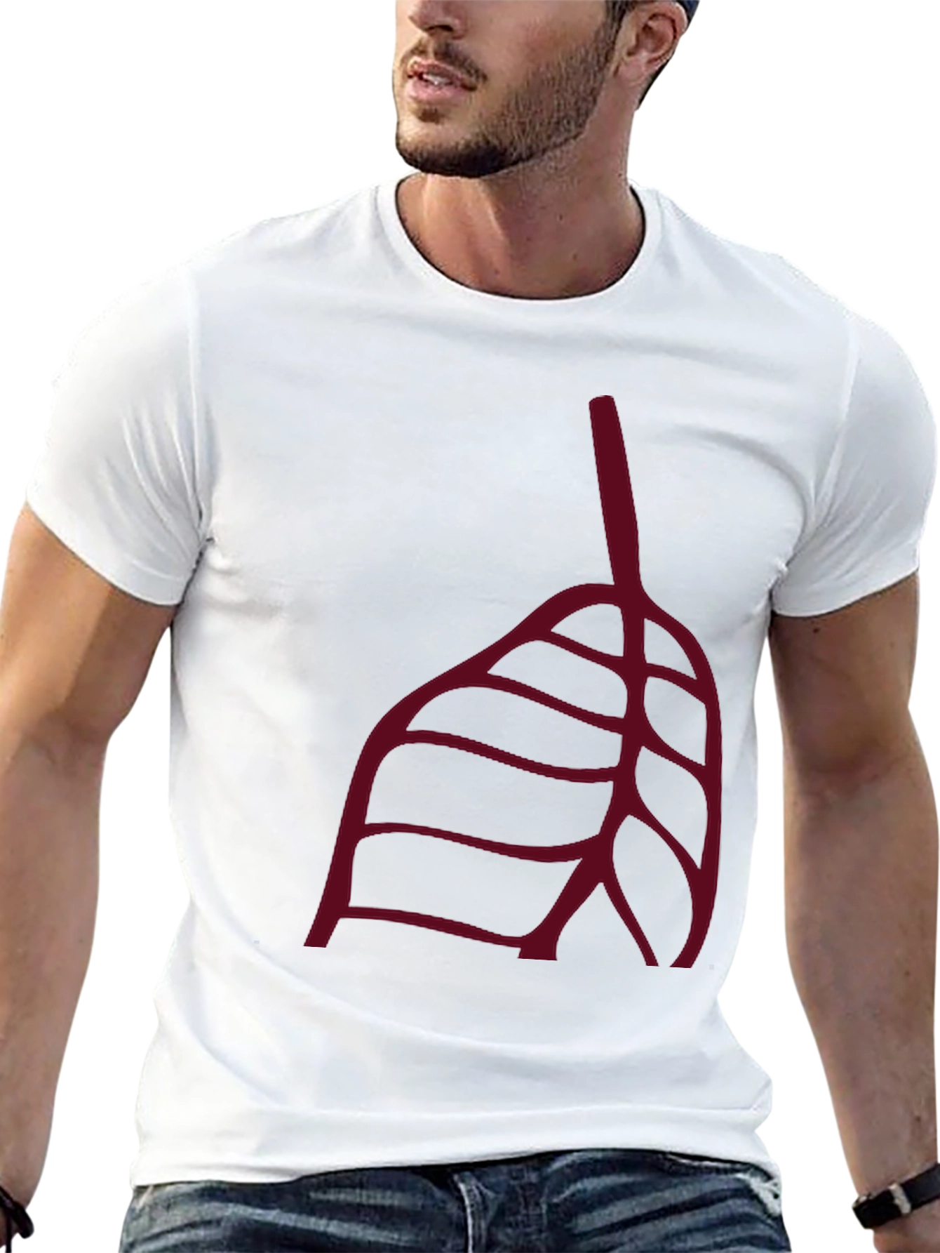 Abstract Leaf Graphic Tee - Stylish Black T-Shirt