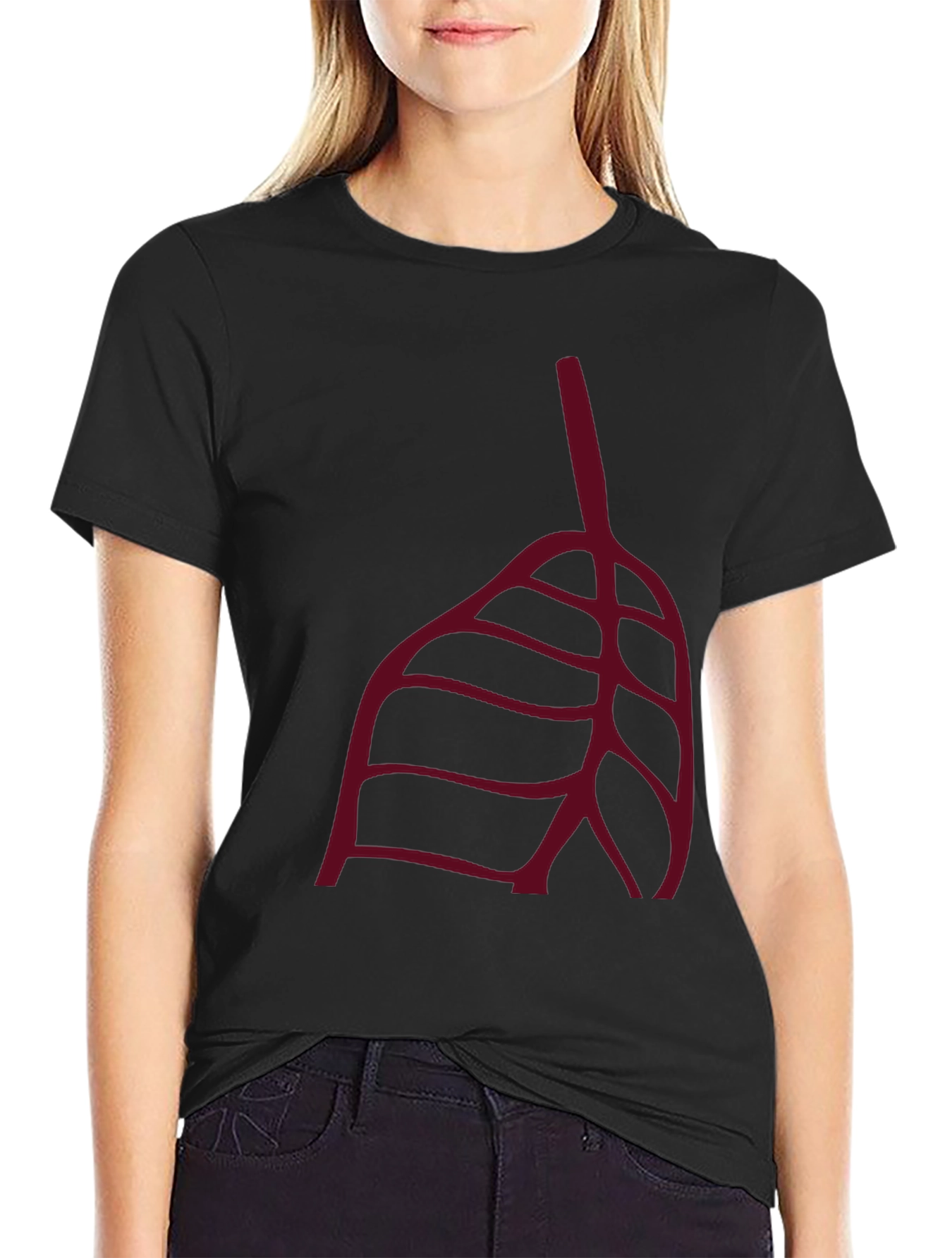 Abstract Leaf Graphic Tee - Stylish Black T-Shirt
