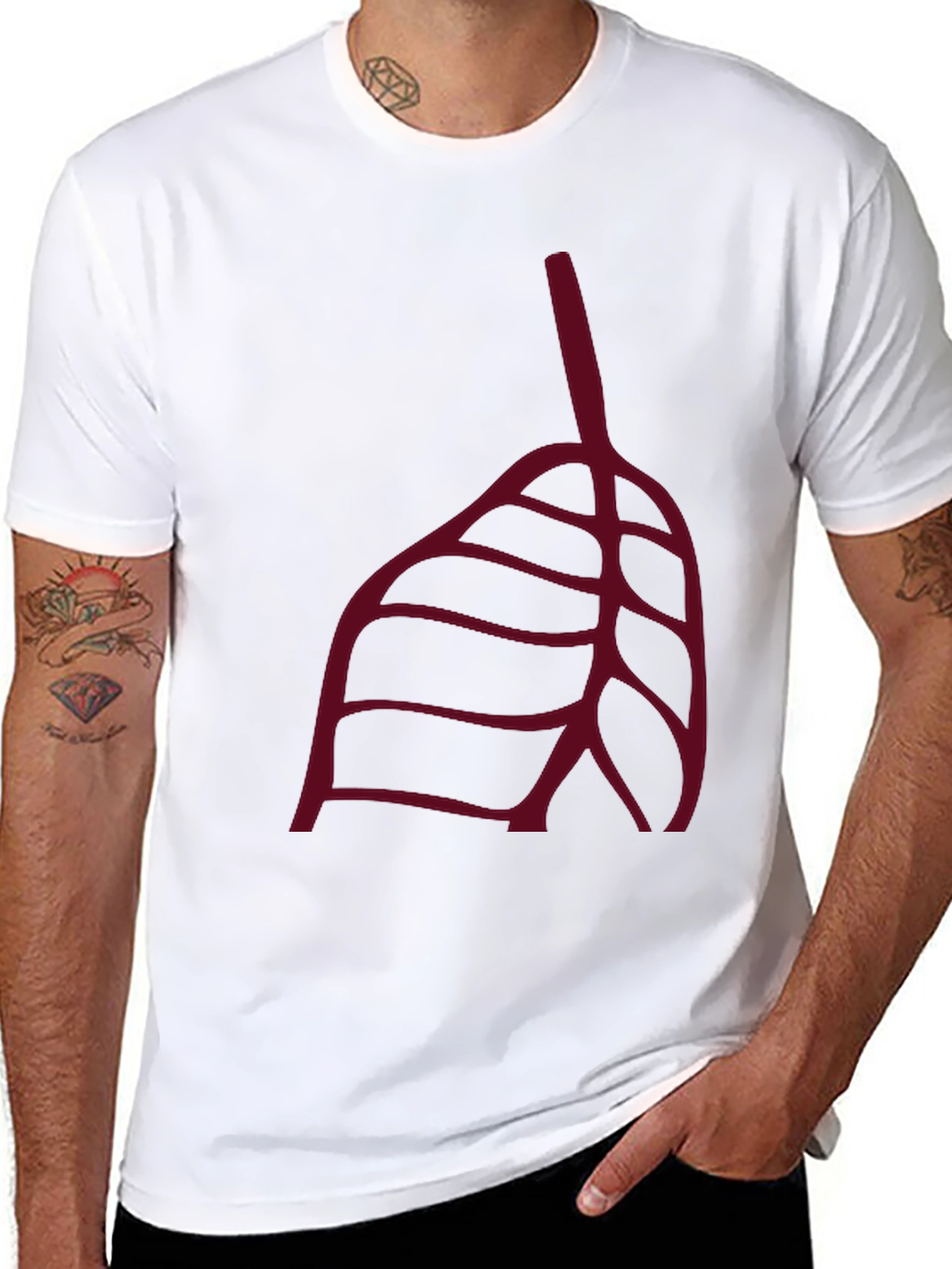 Abstract Leaf Graphic Tee - Stylish Black T-Shirt