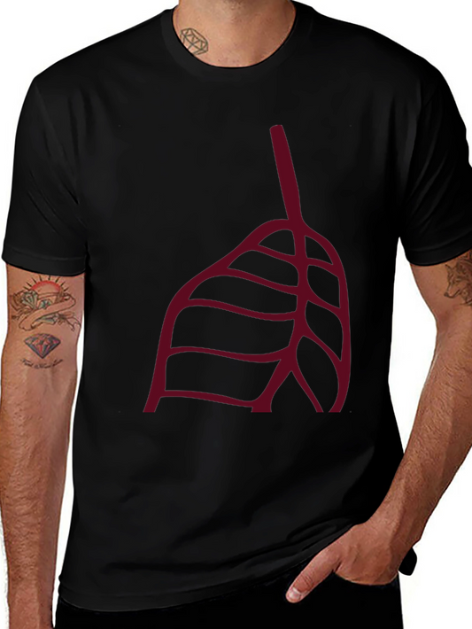 Abstract Leaf Graphic Tee - Stylish Black T-Shirt