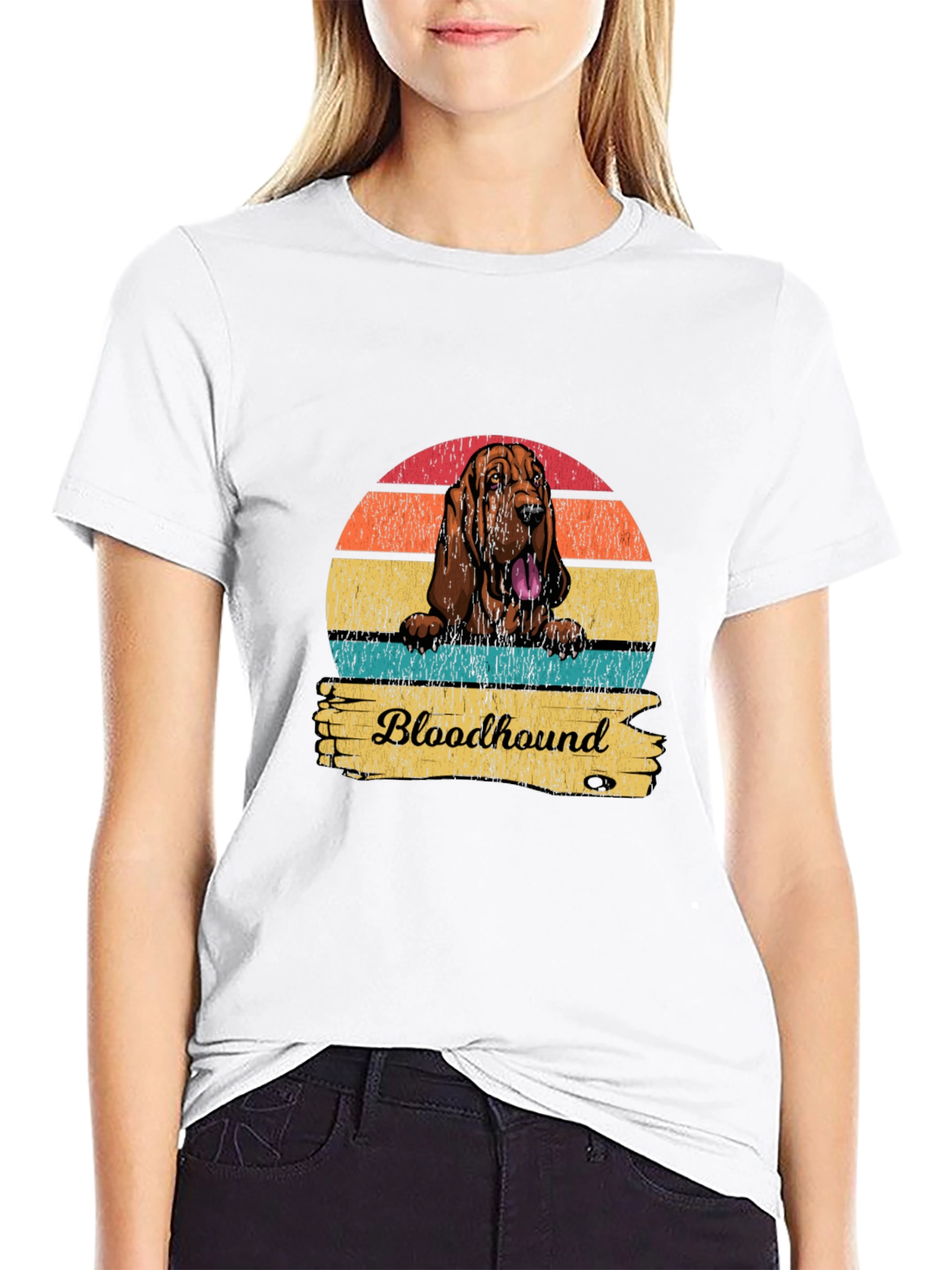 Retro Bloodhound Dog Graphic T-Shirt