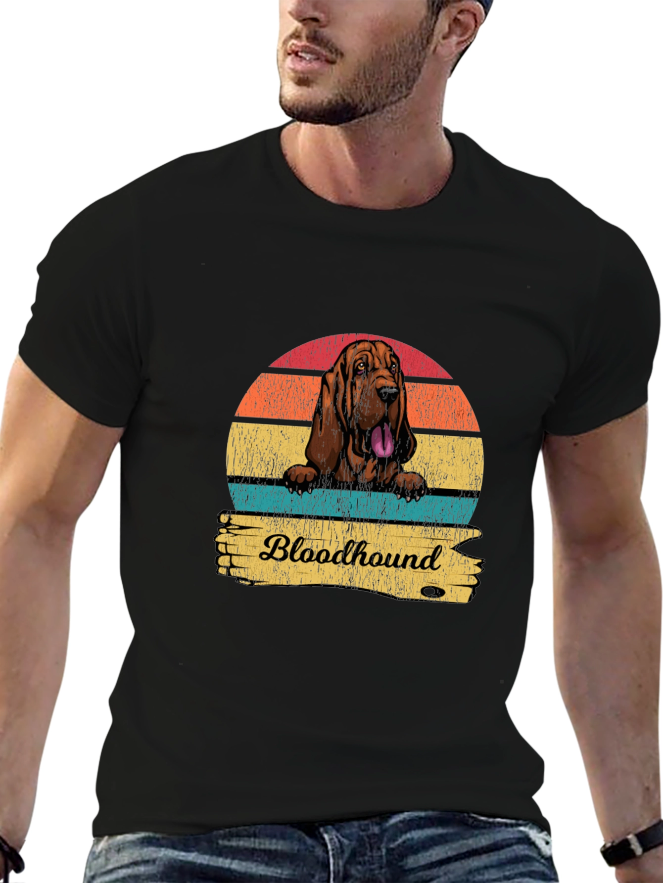 Retro Bloodhound Dog Graphic T-Shirt