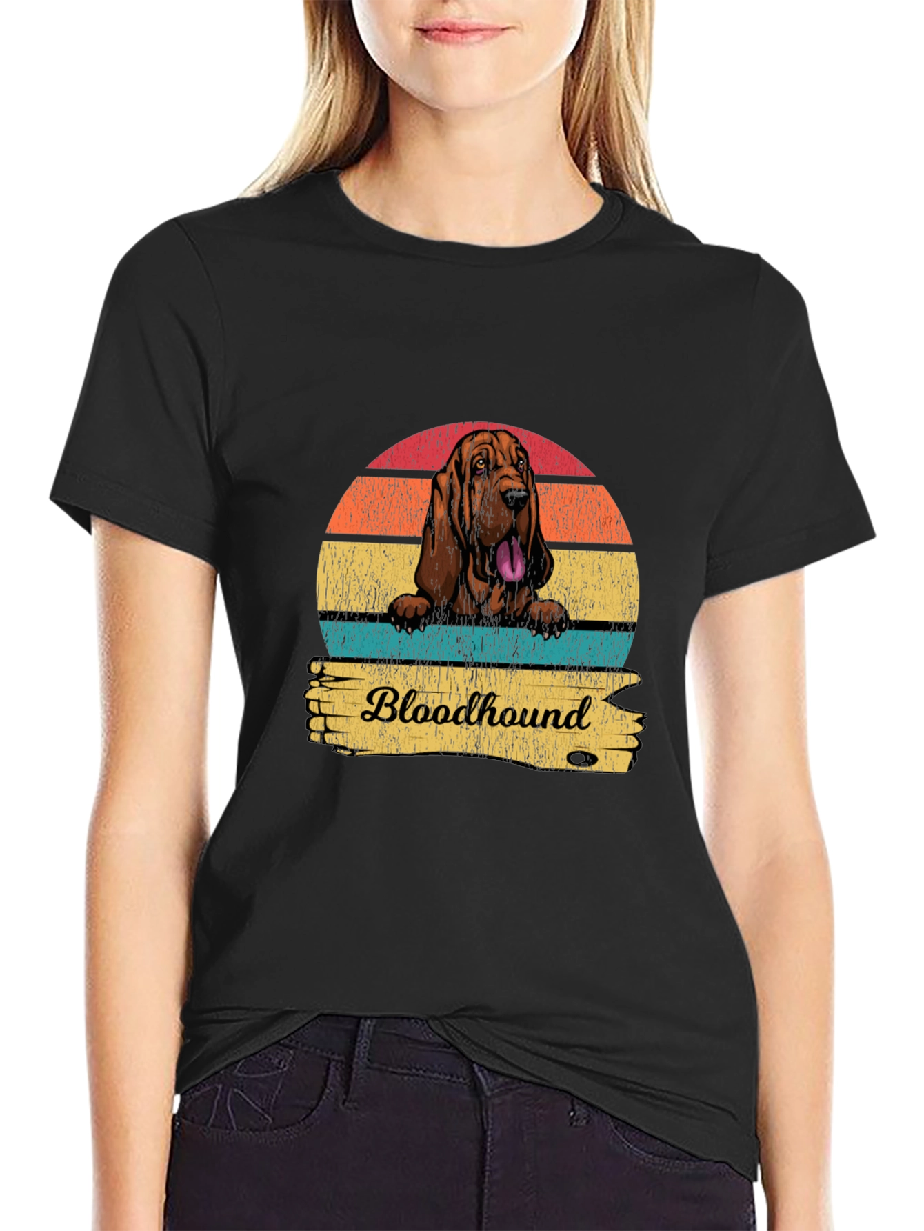 Retro Bloodhound Dog Graphic T-Shirt