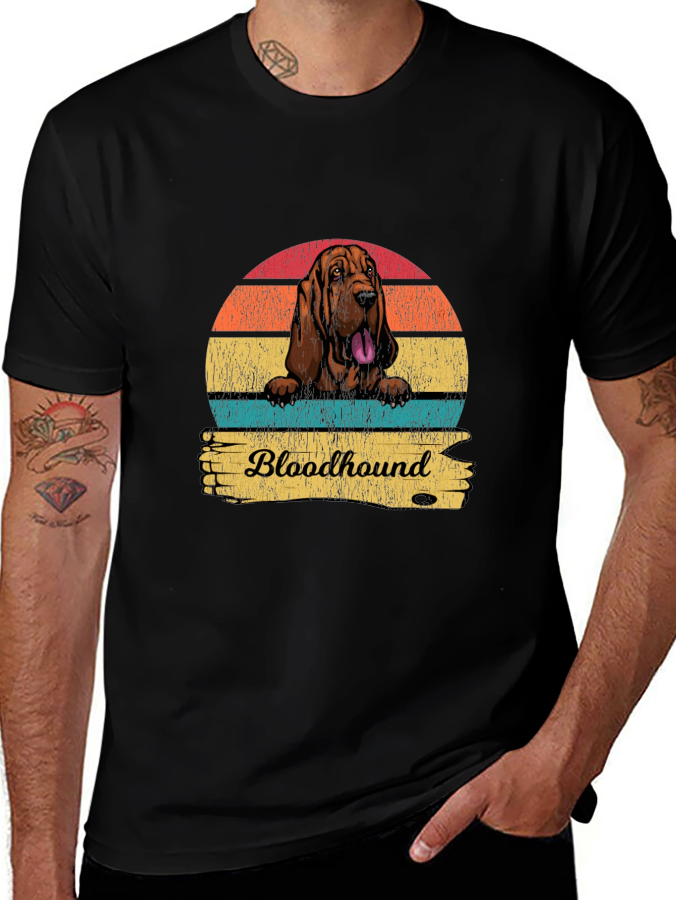 Retro Bloodhound Dog Graphic T-Shirt