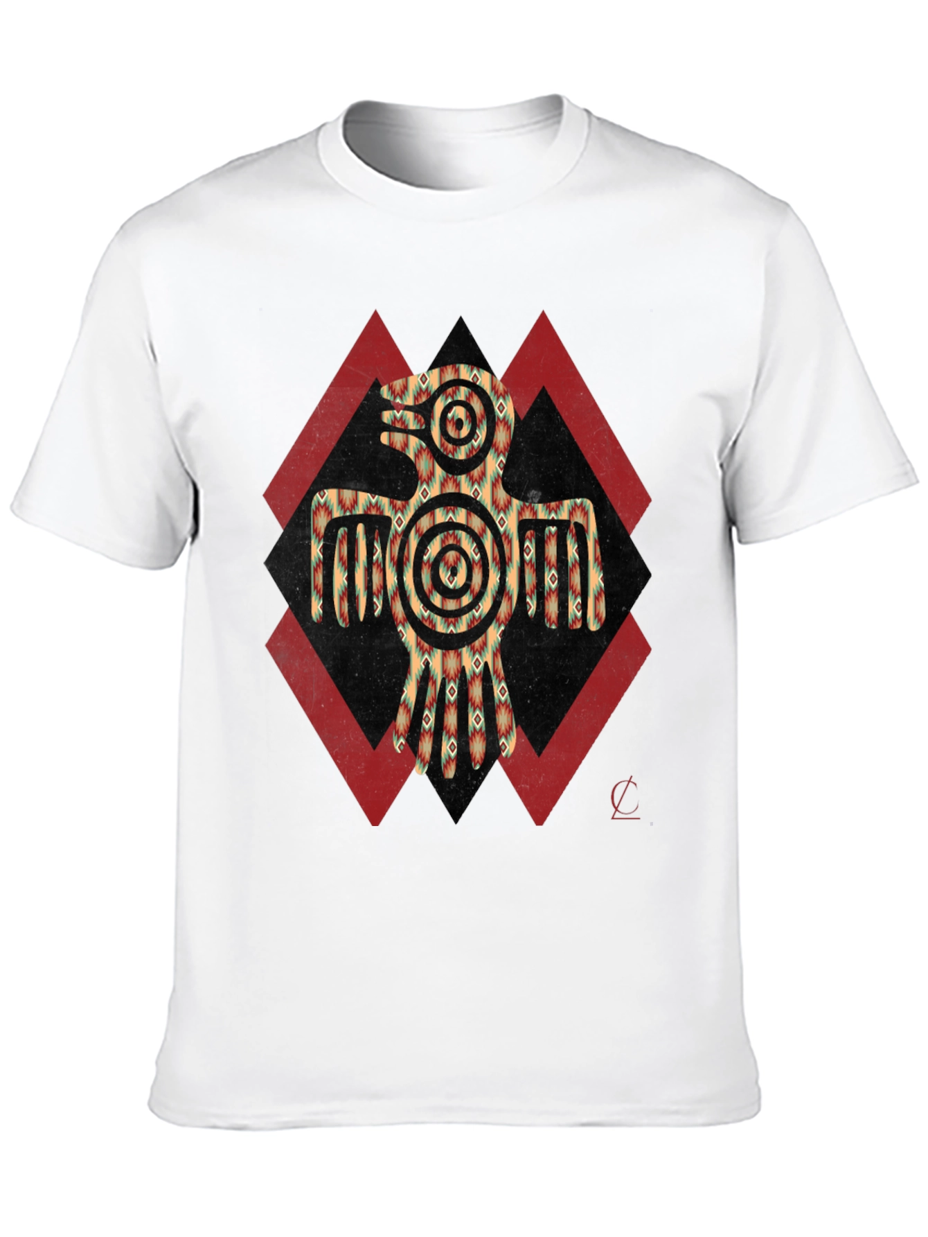 Aztec Eagle Graphic Tee - Black Crew Neck Shirt