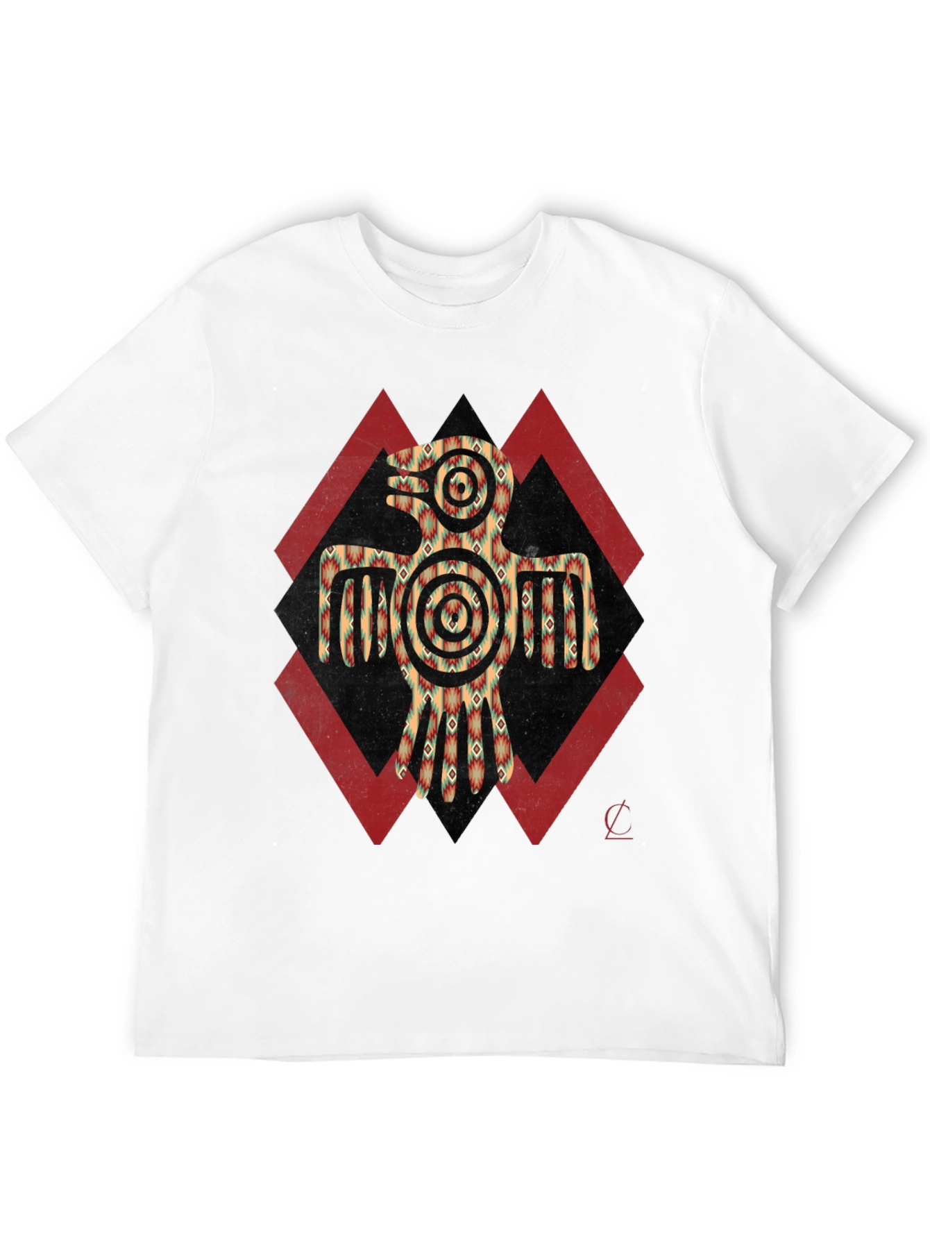 Aztec Eagle Graphic Tee - Black Crew Neck Shirt