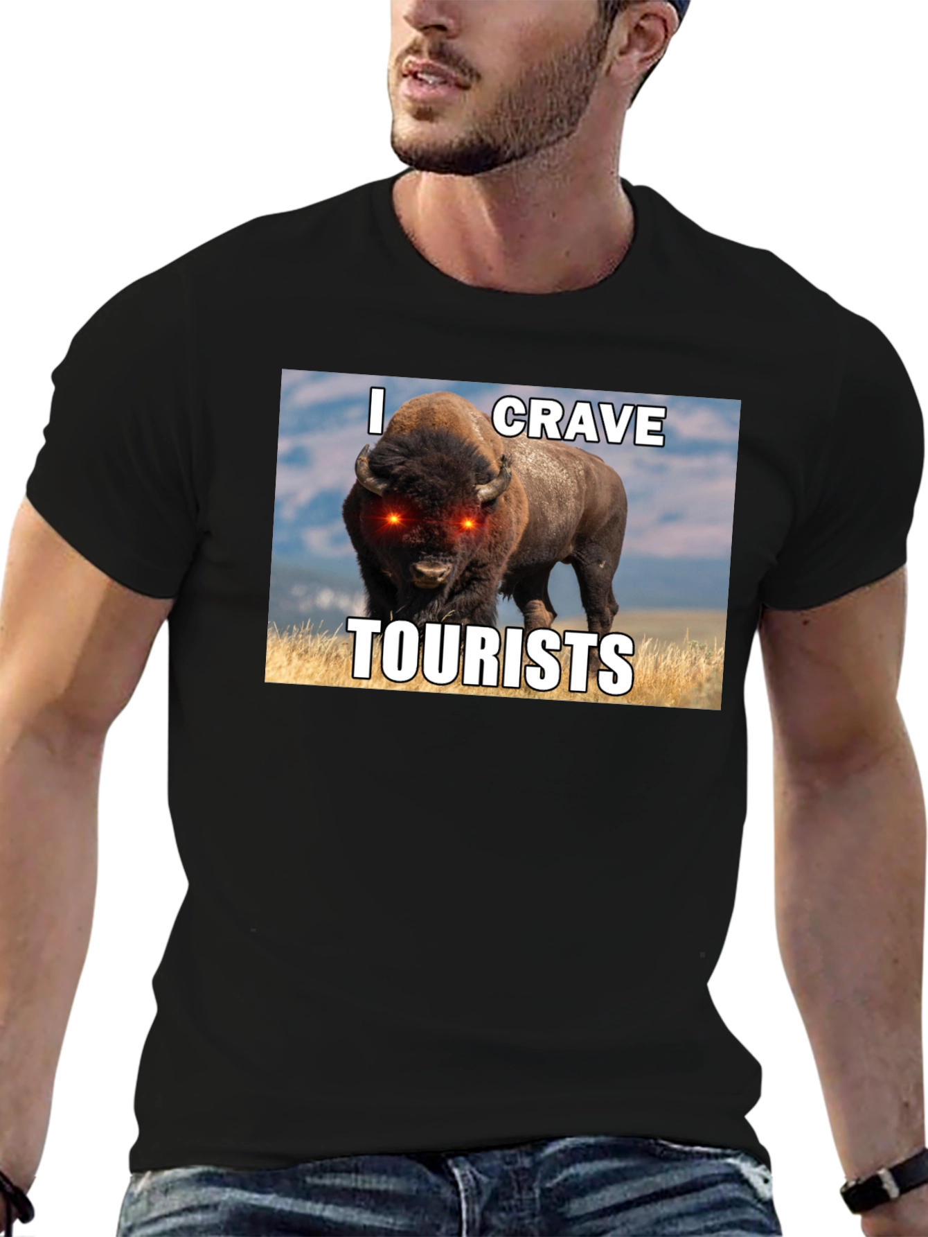 I Crave Tourists Graphic Tee - Funny Bison T-Shirt