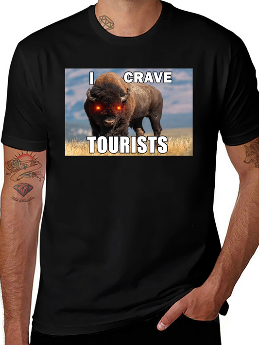 I Crave Tourists Graphic Tee - Funny Bison T-Shirt