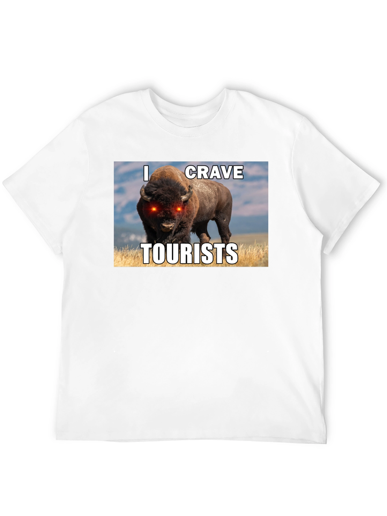 I Crave Tourists Graphic Tee - Funny Bison T-Shirt