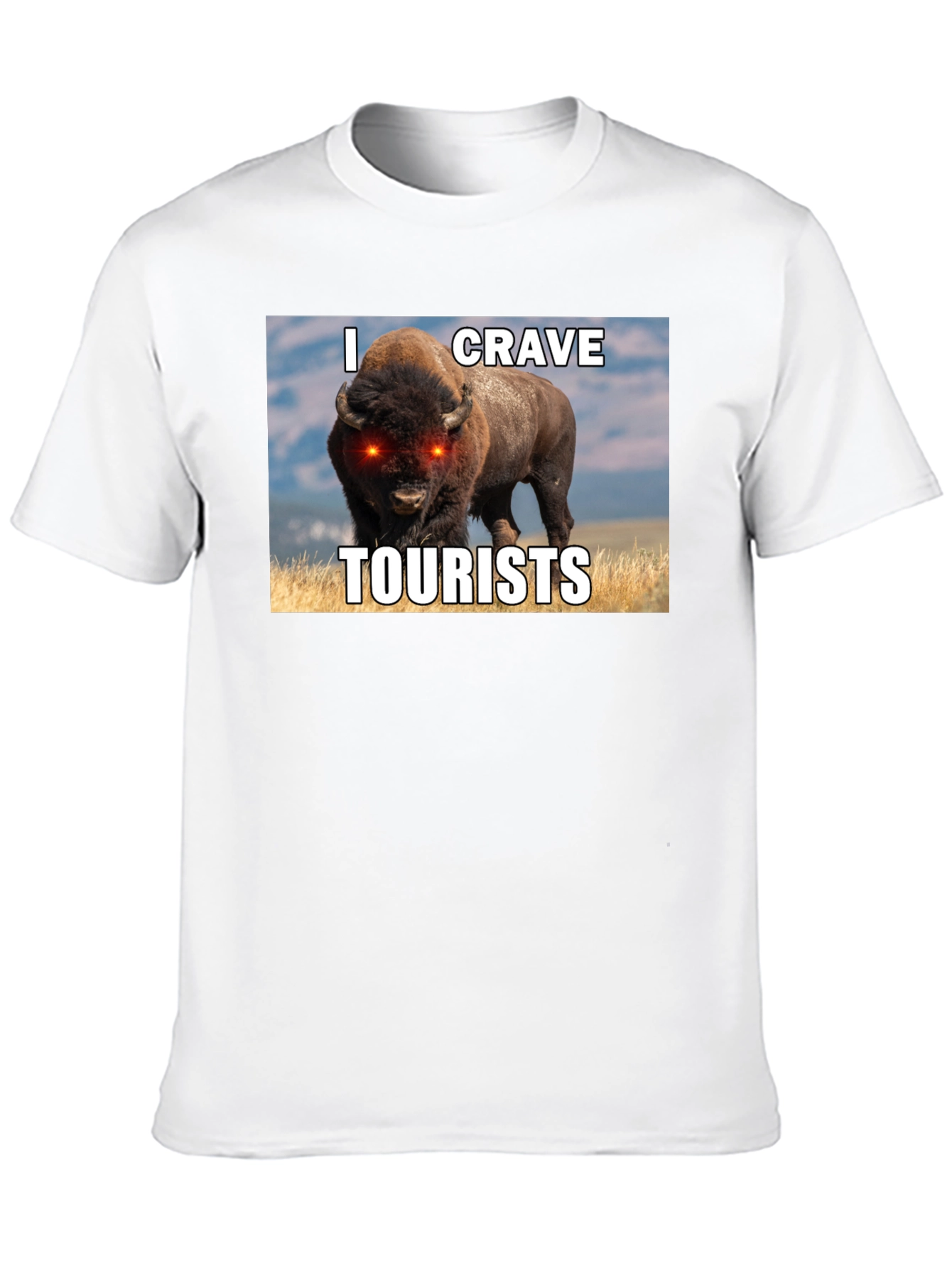 I Crave Tourists Graphic Tee - Funny Bison T-Shirt