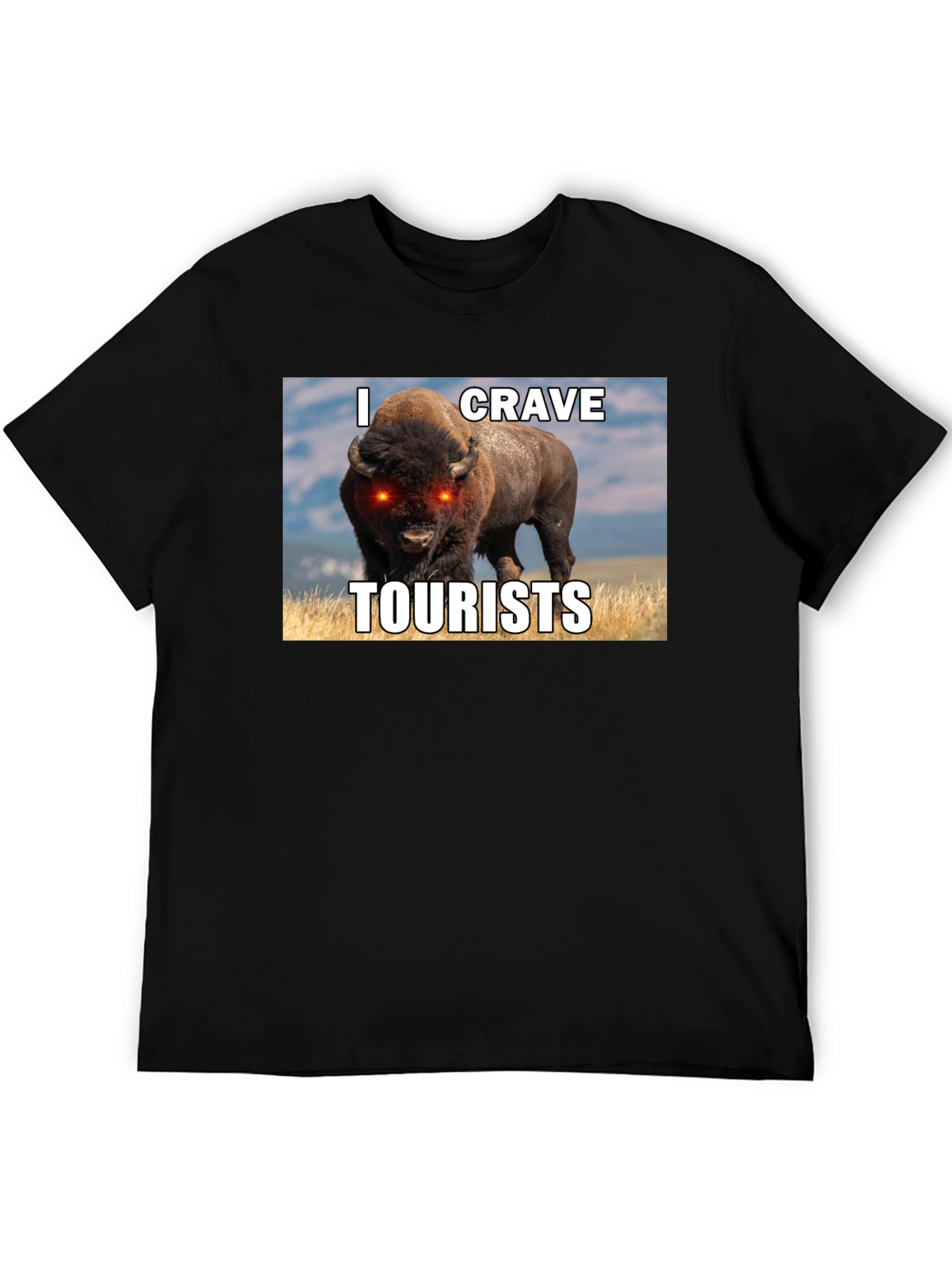 I Crave Tourists Graphic Tee - Funny Bison T-Shirt