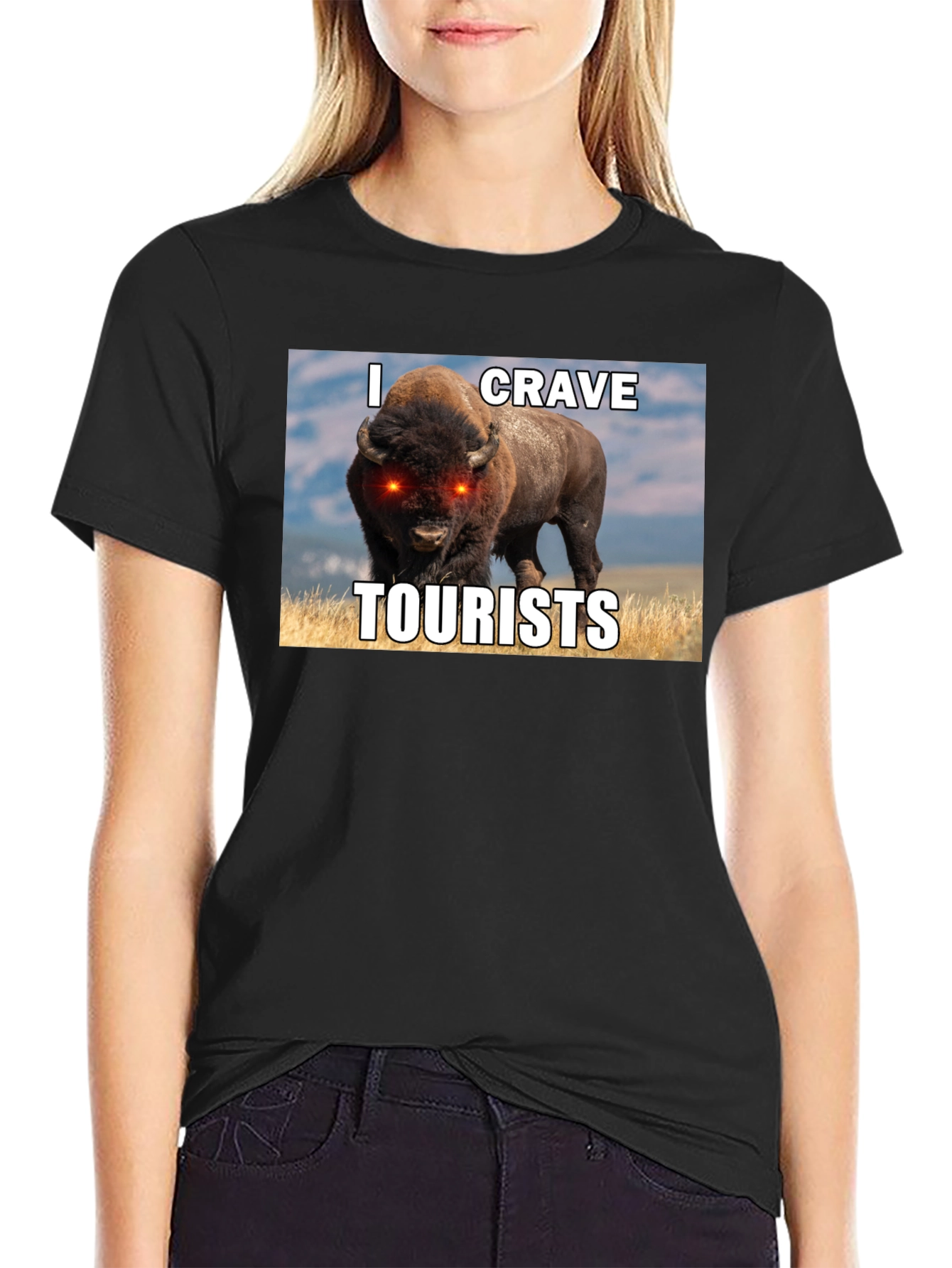 I Crave Tourists Graphic Tee - Funny Bison T-Shirt