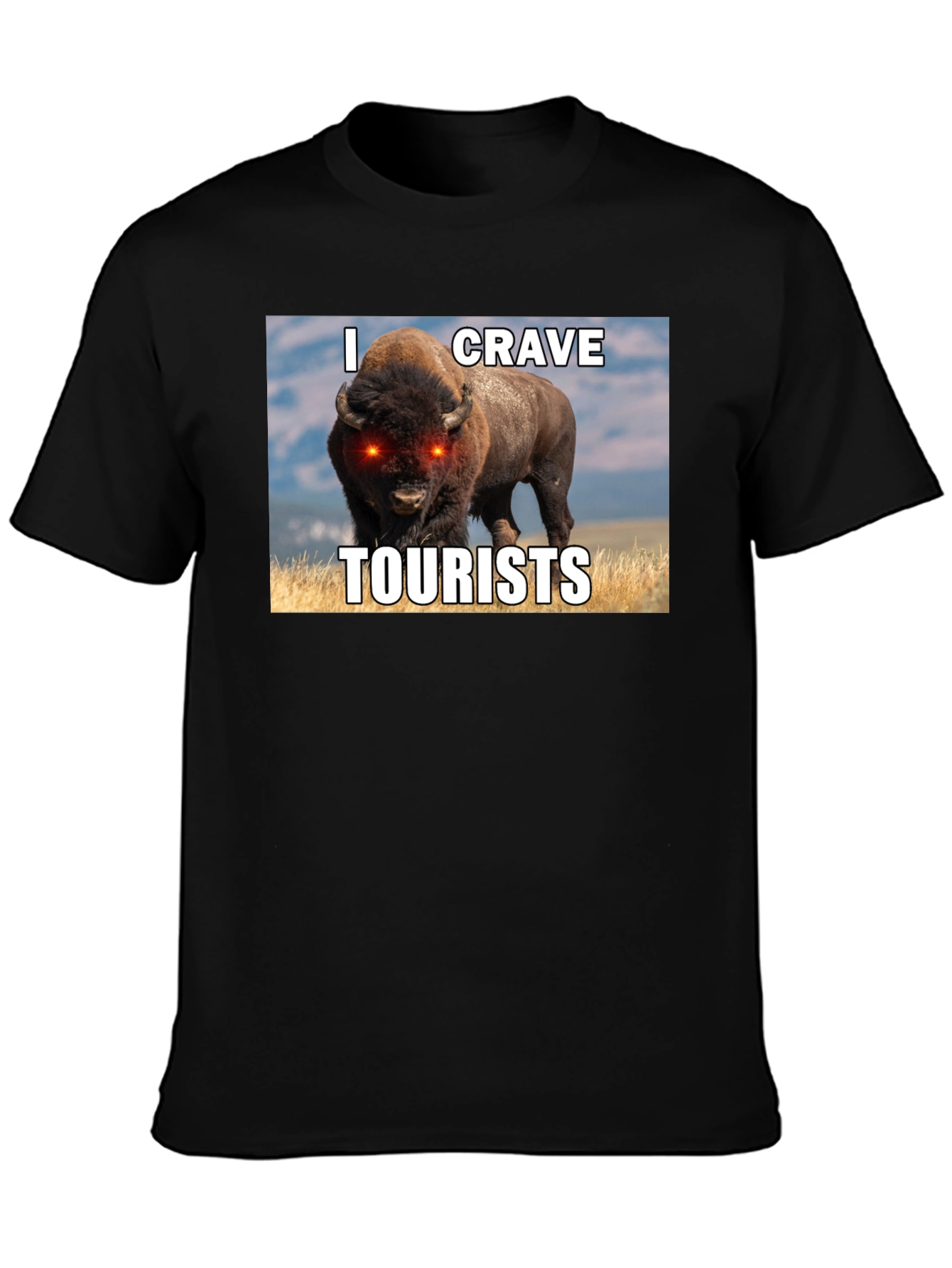 I Crave Tourists Graphic Tee - Funny Bison T-Shirt