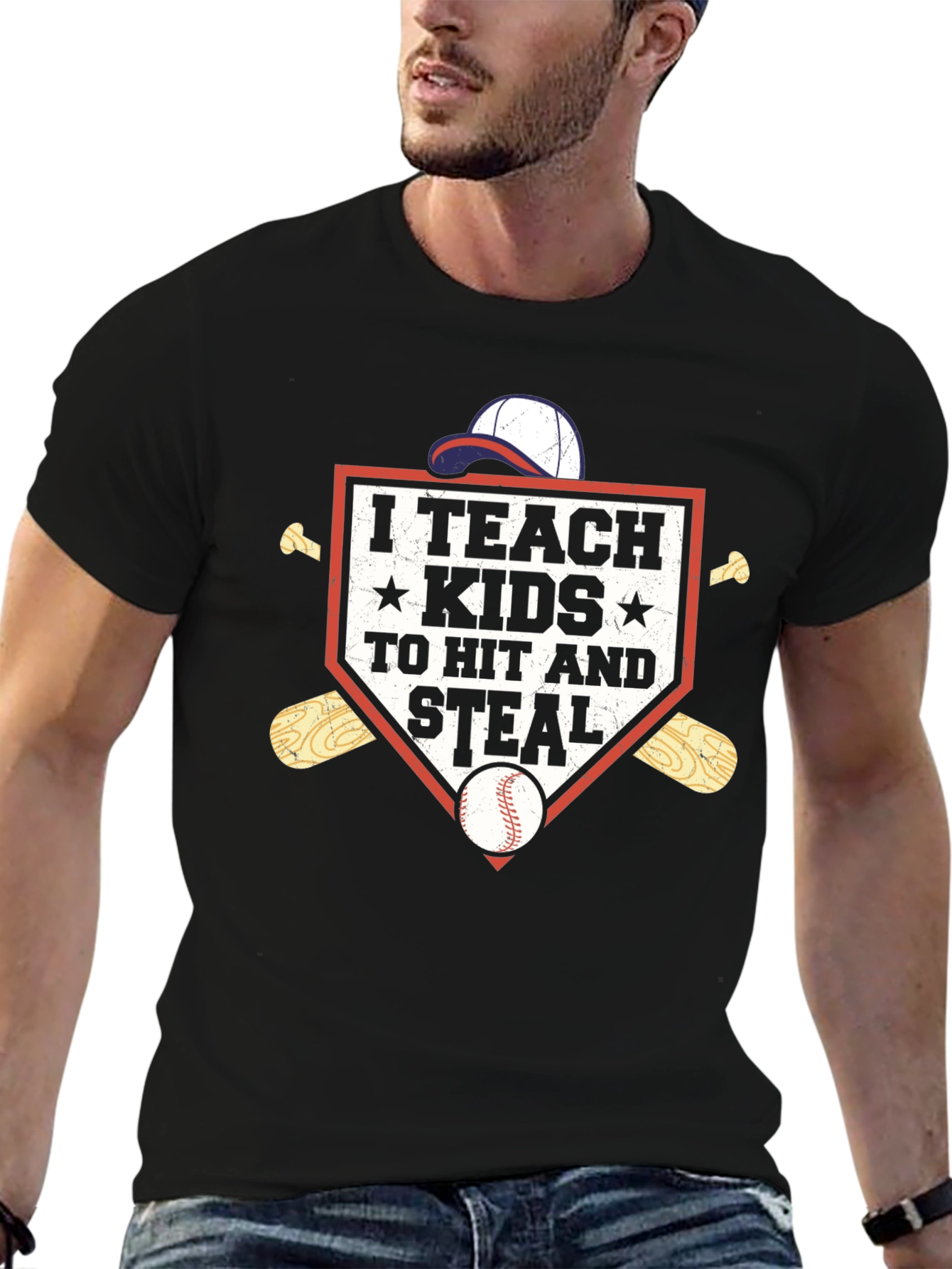 I Teach Kids To Hit and Steal Baseball T-Shirt