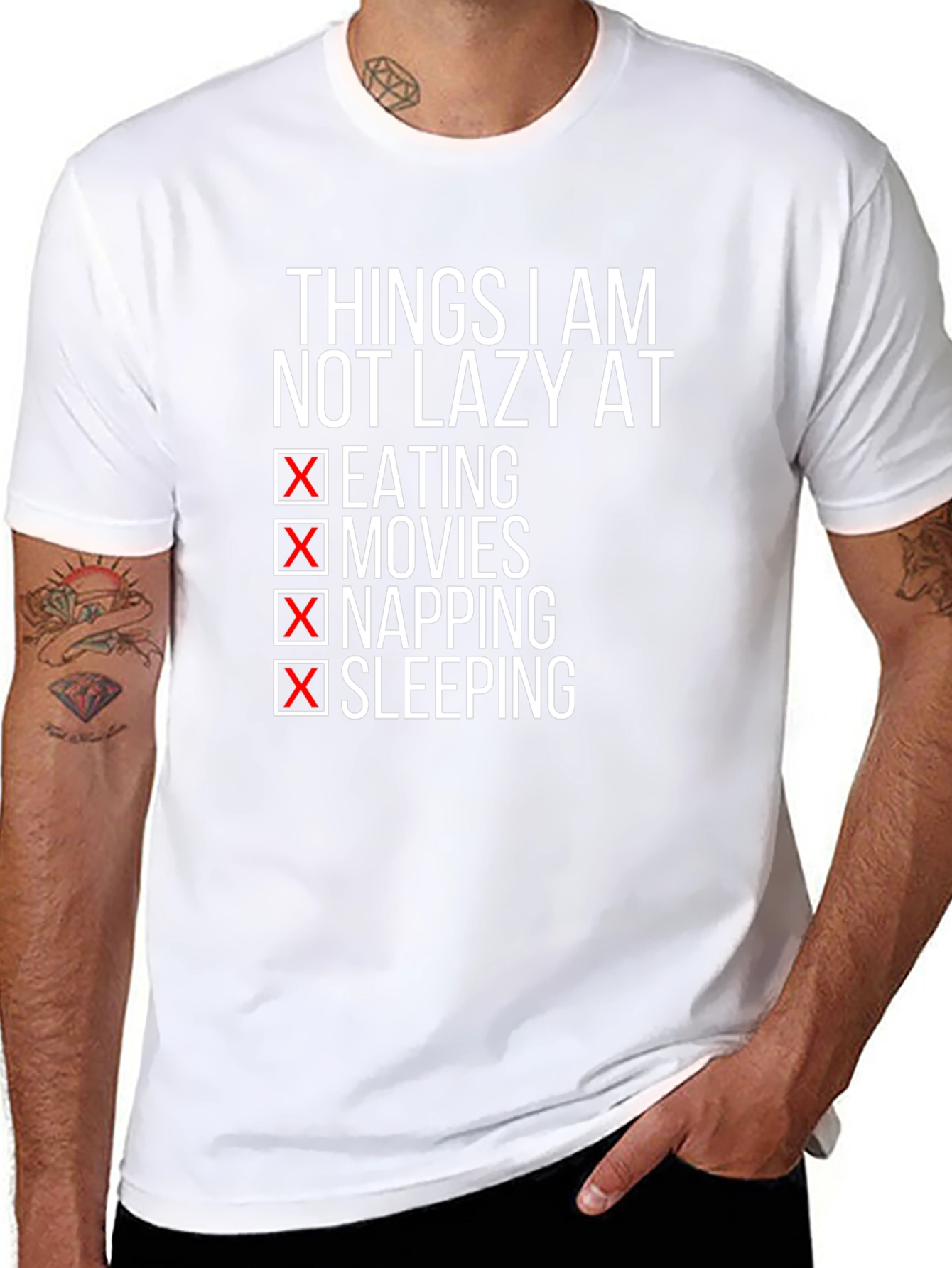 Funny Lazy T-Shirt - Eating Movies Napping Sleeping