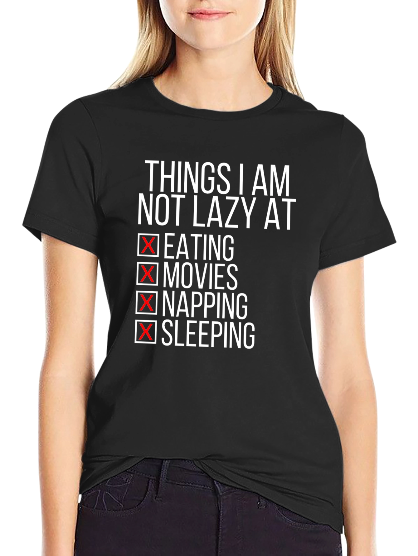 Funny Lazy T-Shirt - Eating Movies Napping Sleeping