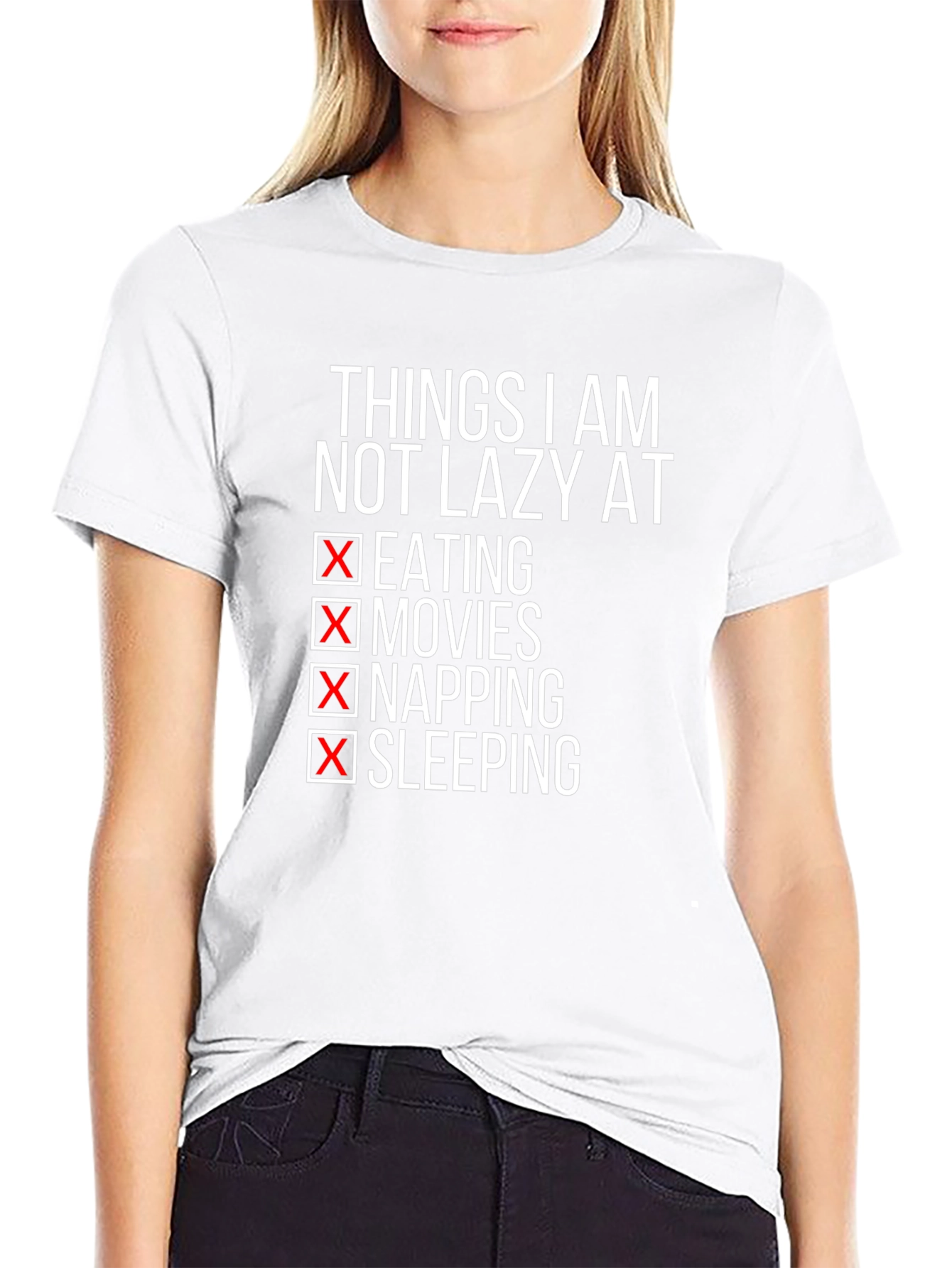 Funny Lazy T-Shirt - Eating Movies Napping Sleeping