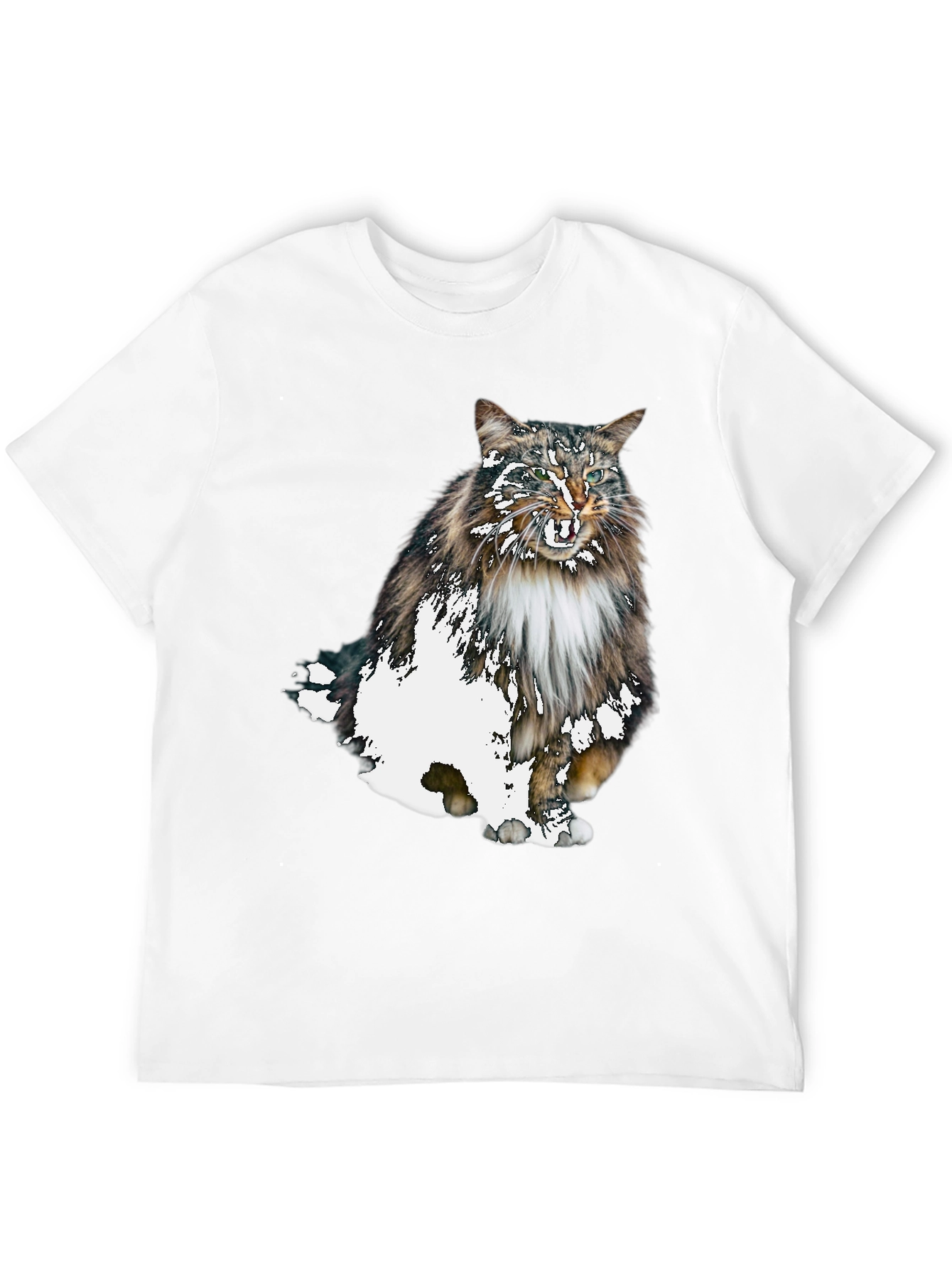 Cat Print Black T-Shirt - Unique Graphic Tee