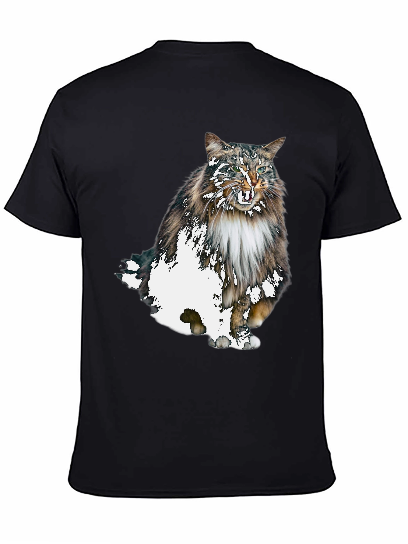 Cat Print Black T-Shirt - Unique Graphic Tee