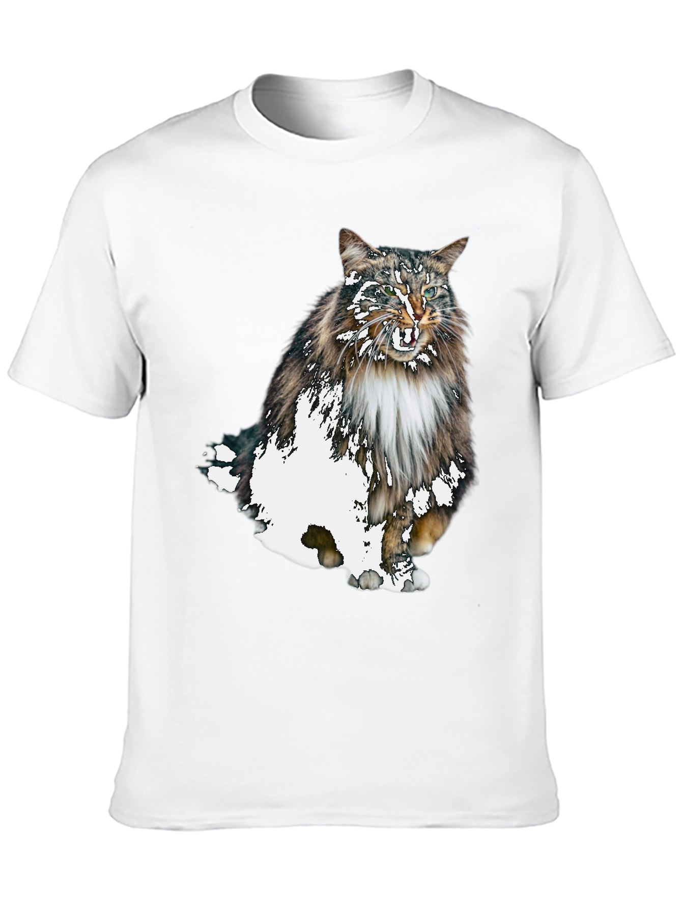 Cat Print Black T-Shirt - Unique Graphic Tee