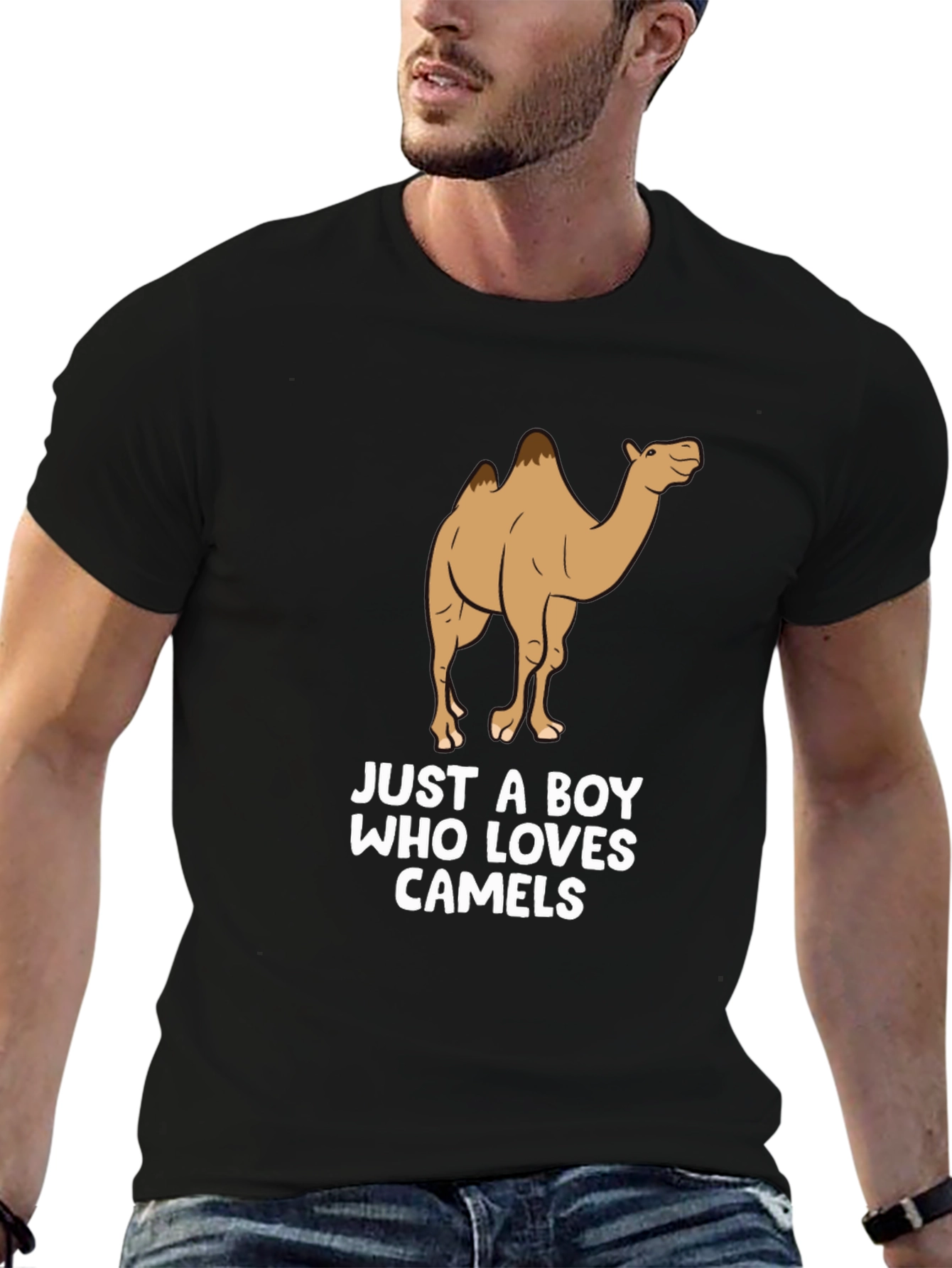 Camel Lover T-Shirt -  Mens Black Cotton Tee